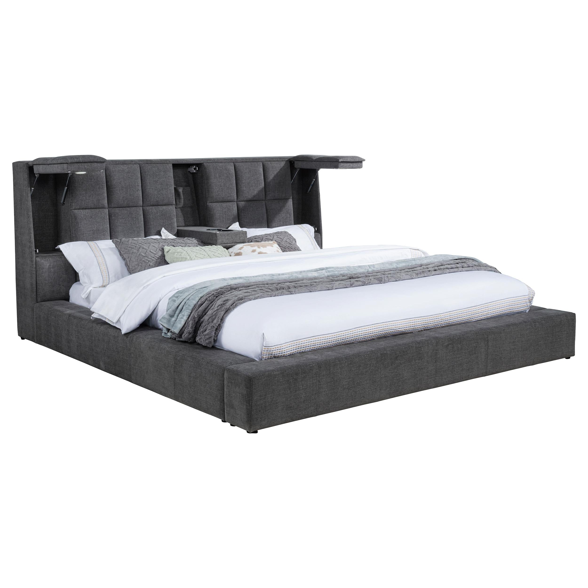 Dreux Upholstered California King Panel Platform Bed Grey - 315948GRYKW