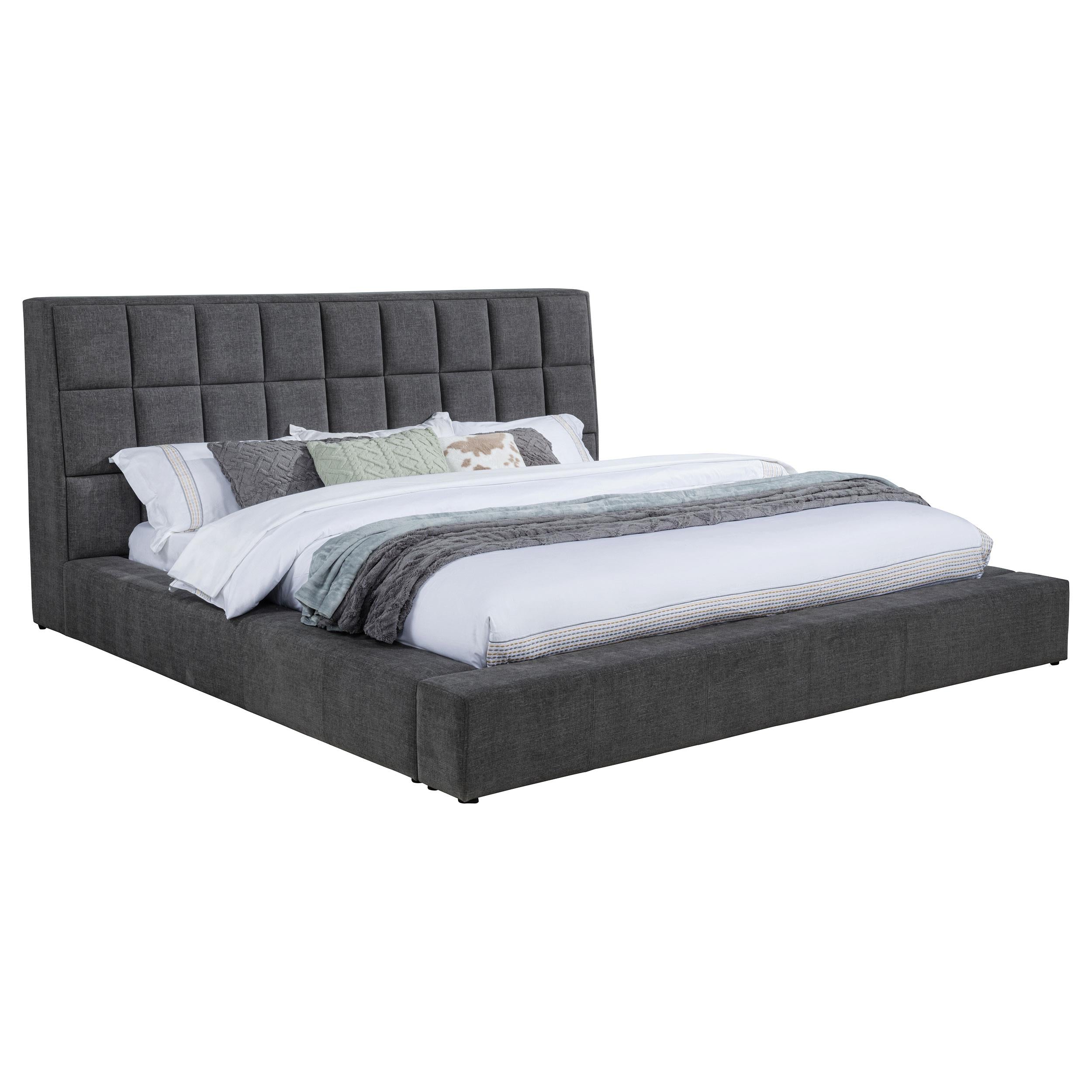 Dreux Upholstered Queen Panel Platform Bed Grey - 315948GRYQ