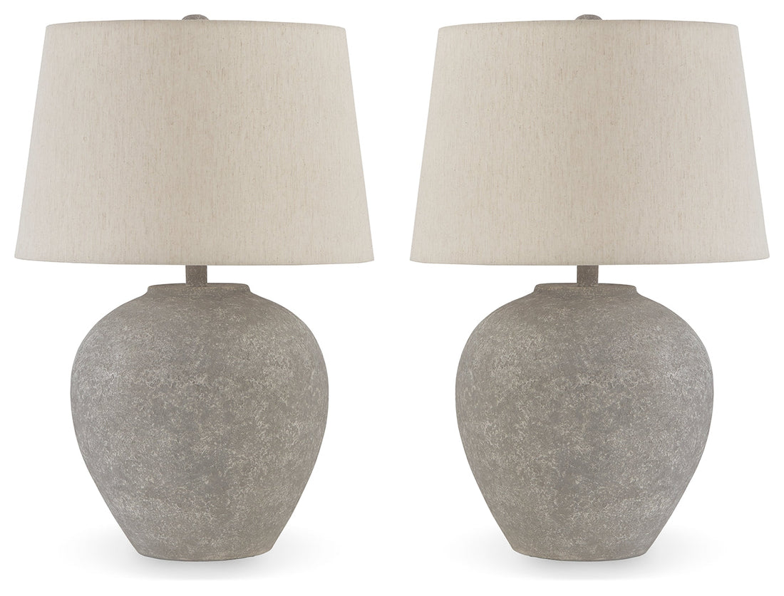 Dreward 2-Piece Table Lamp Set in Distressed Gray - PKG015581