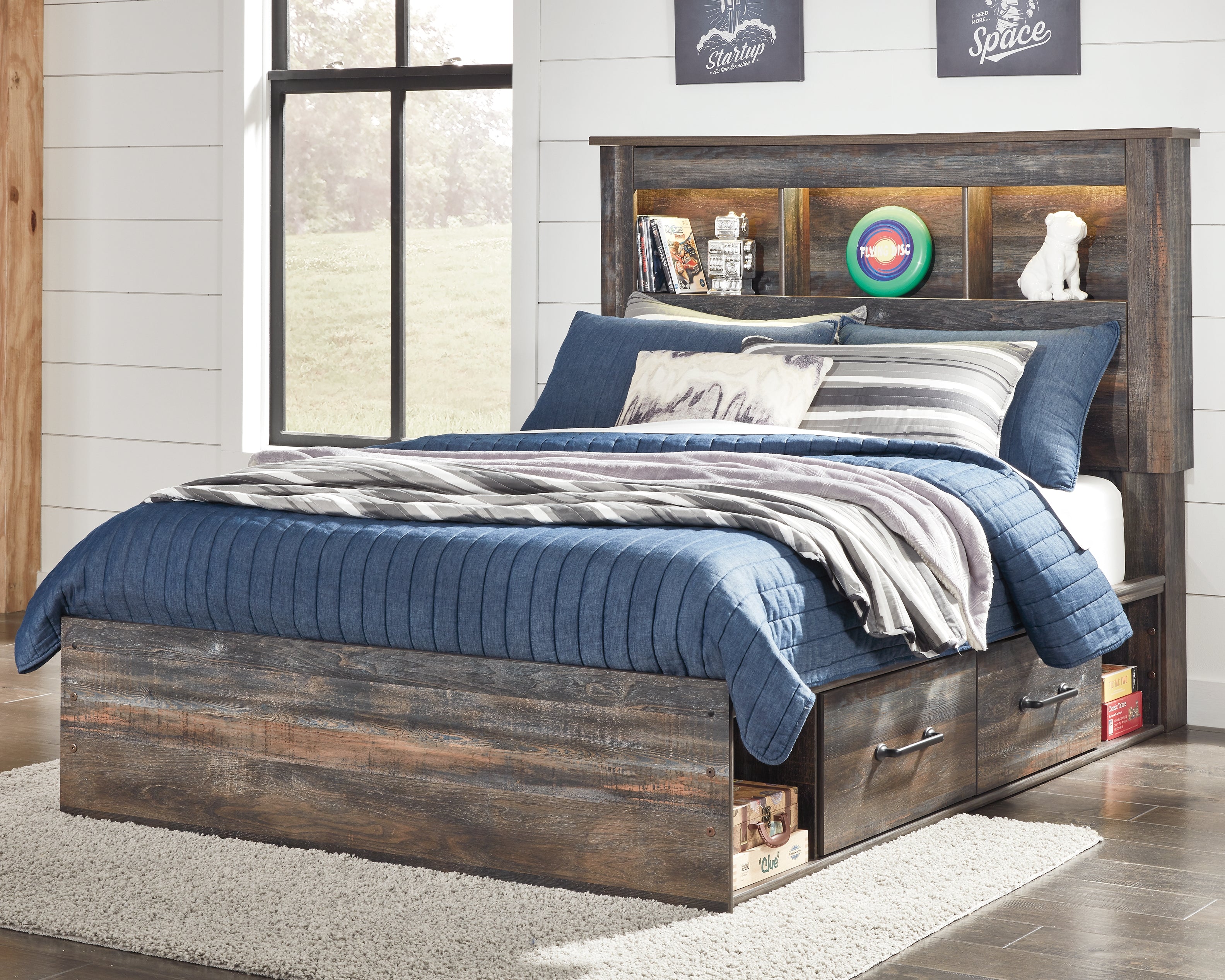 Drystan Full Bookcase Bed with 2 Nightstands in Multi from Ashley - Luna Furniture