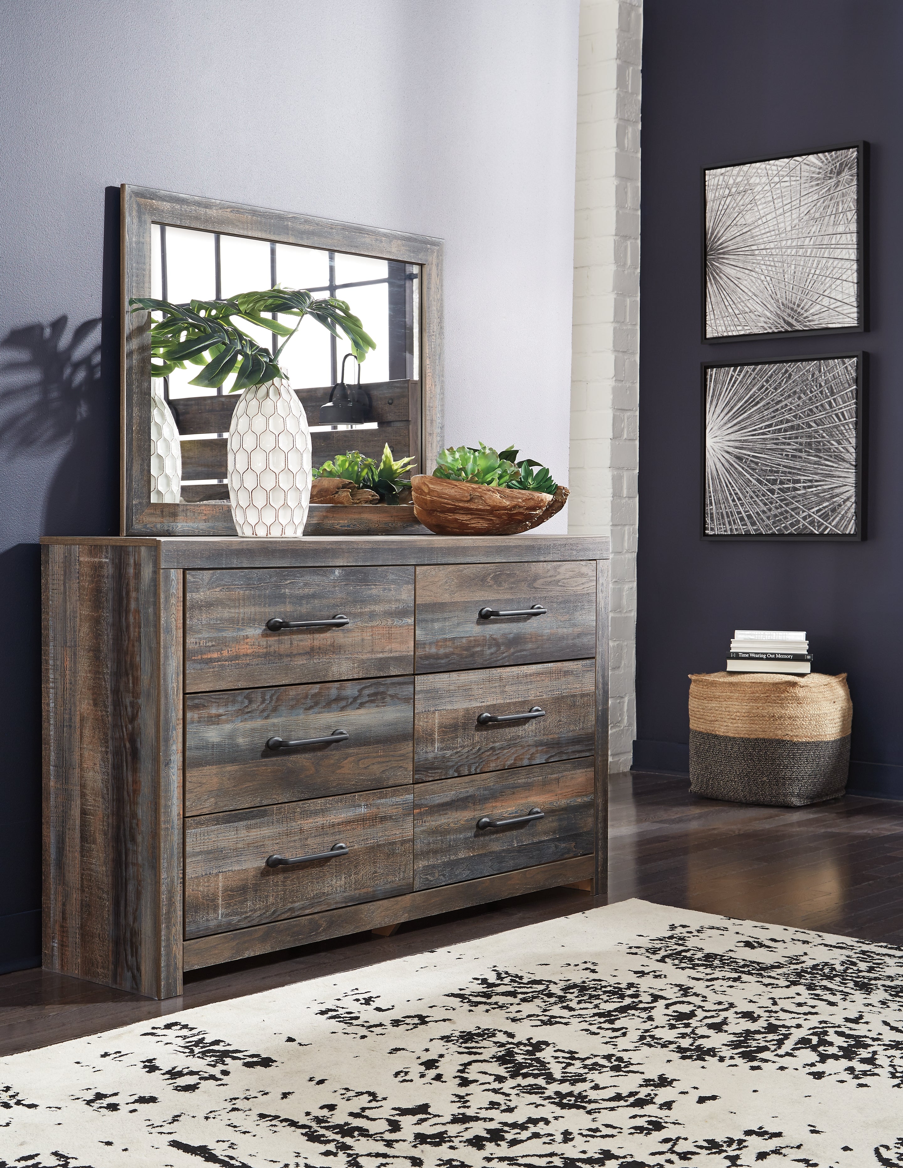 Drystan Multi Queen Bookcase Storage Bed, Dresser, Mirror and 2 Nightstands - B211B19