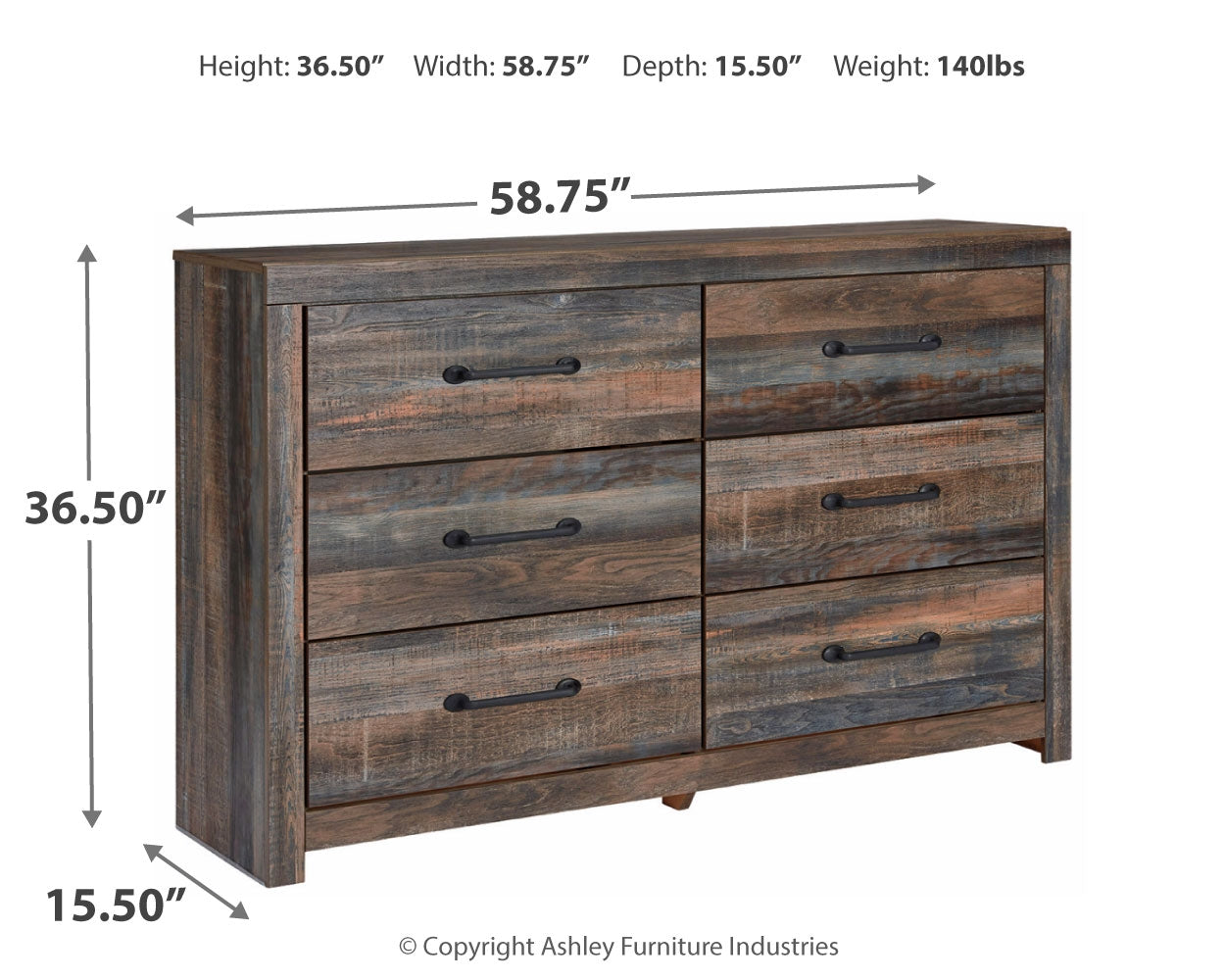 Drystan Twin Panel Bed with Dresser and Nightstand in Multi - PKG020436