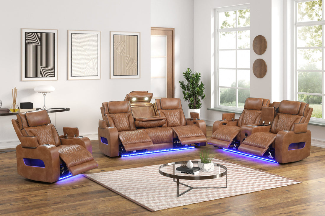 DUBAI 3PC Brown Power Reclining Set - DUBAI BROWN