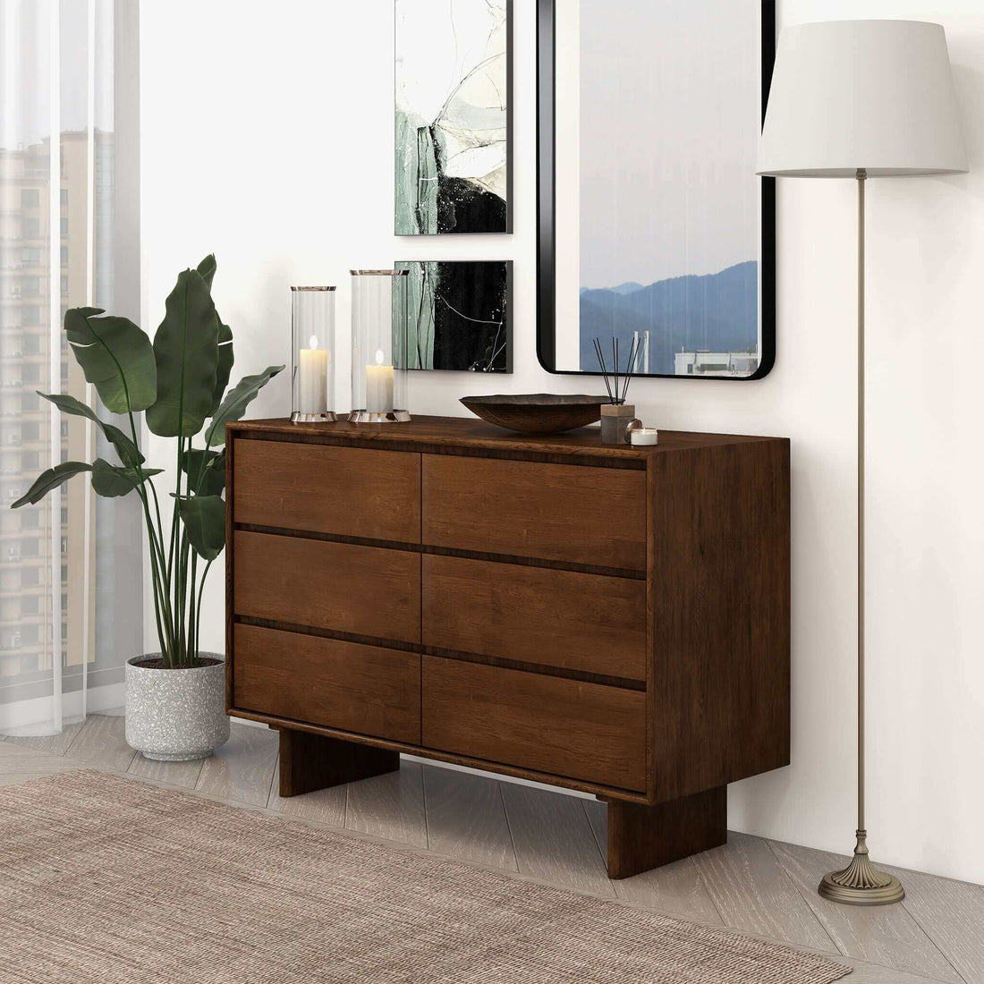 Dubrovnik Mid Century Modern Walnut Dresser With 6 Drawers - DRS00700201