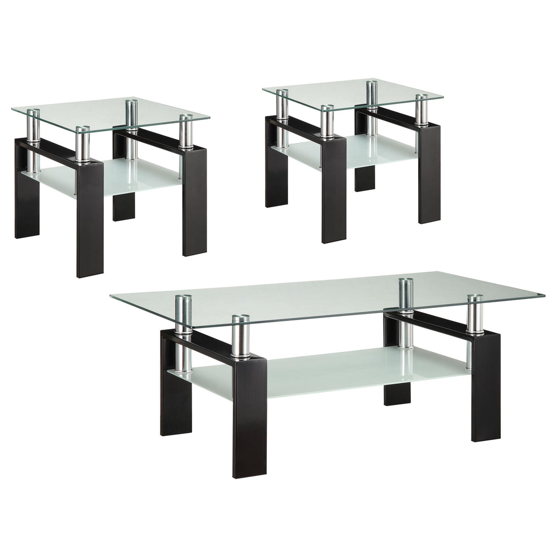 Dyer 3-piece Rectangular Coffee and End Table Set Black - 702288-S3