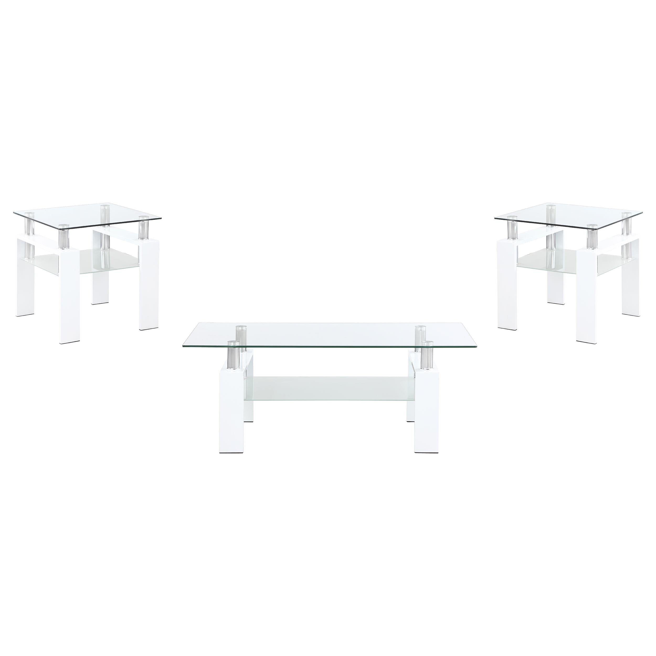 Dyer 3-piece Rectangular Coffee and End Table Set White - 703438-S3