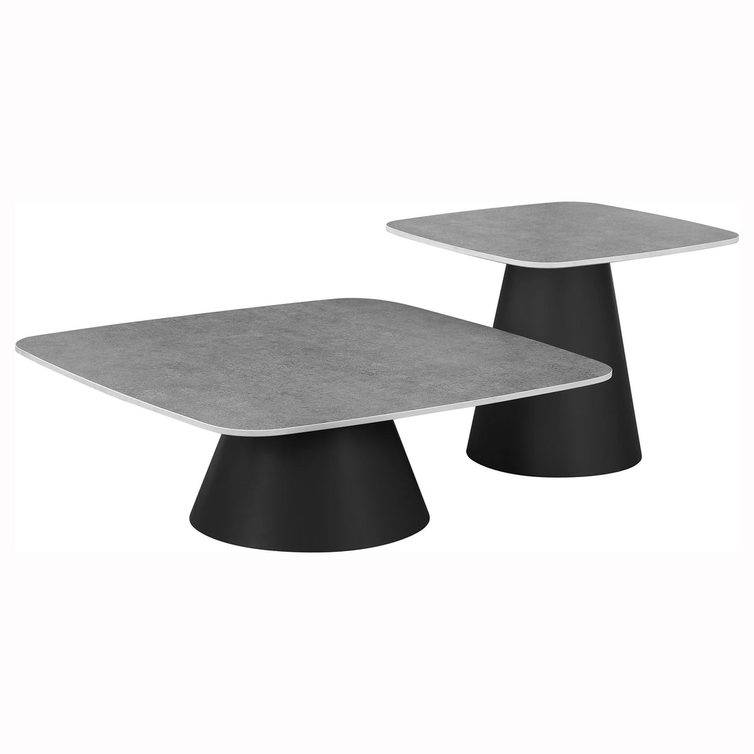 Eason 2-piece Cocktail Coffee Table Set Concrete and Black - 703500