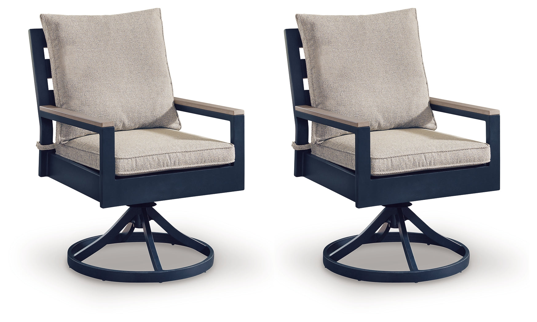 East Beach Blue Outdoor Swivel Chair with Cushion (Set of 2) - PCP587-602A