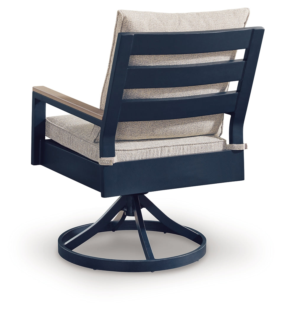 East Beach Blue Outdoor Swivel Chair with Cushion (Set of 2) - PCP587-602A