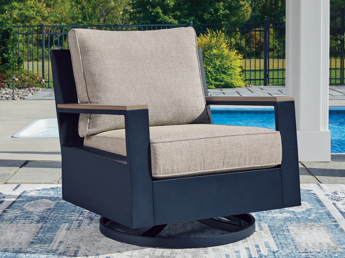 East Beach Blue Outdoor Swivel Glider Chair with Cushion - PCP587-821