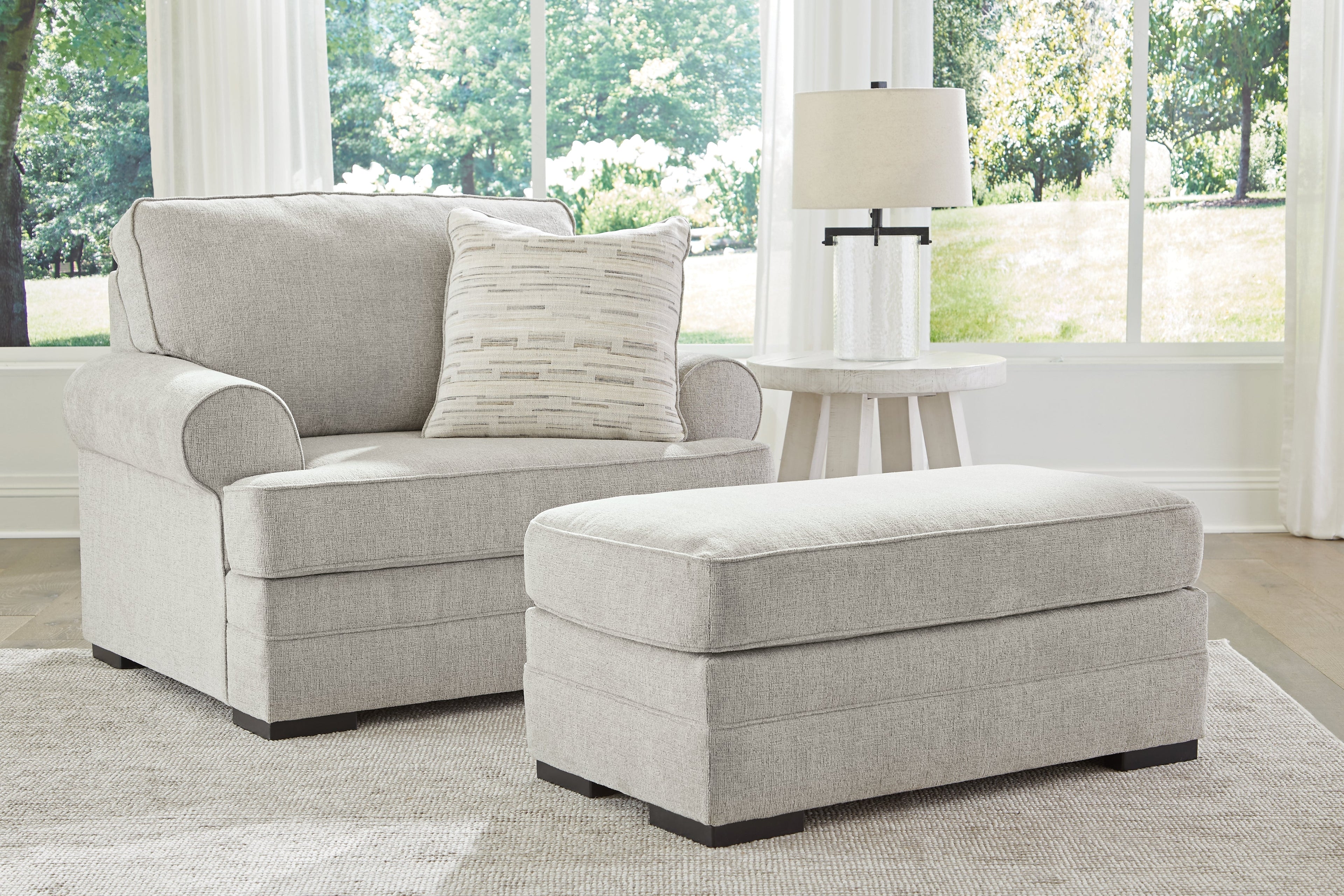 Eastonbridge Sofa Chaise, Chair, and Ottoman in Shadow - PKG018533