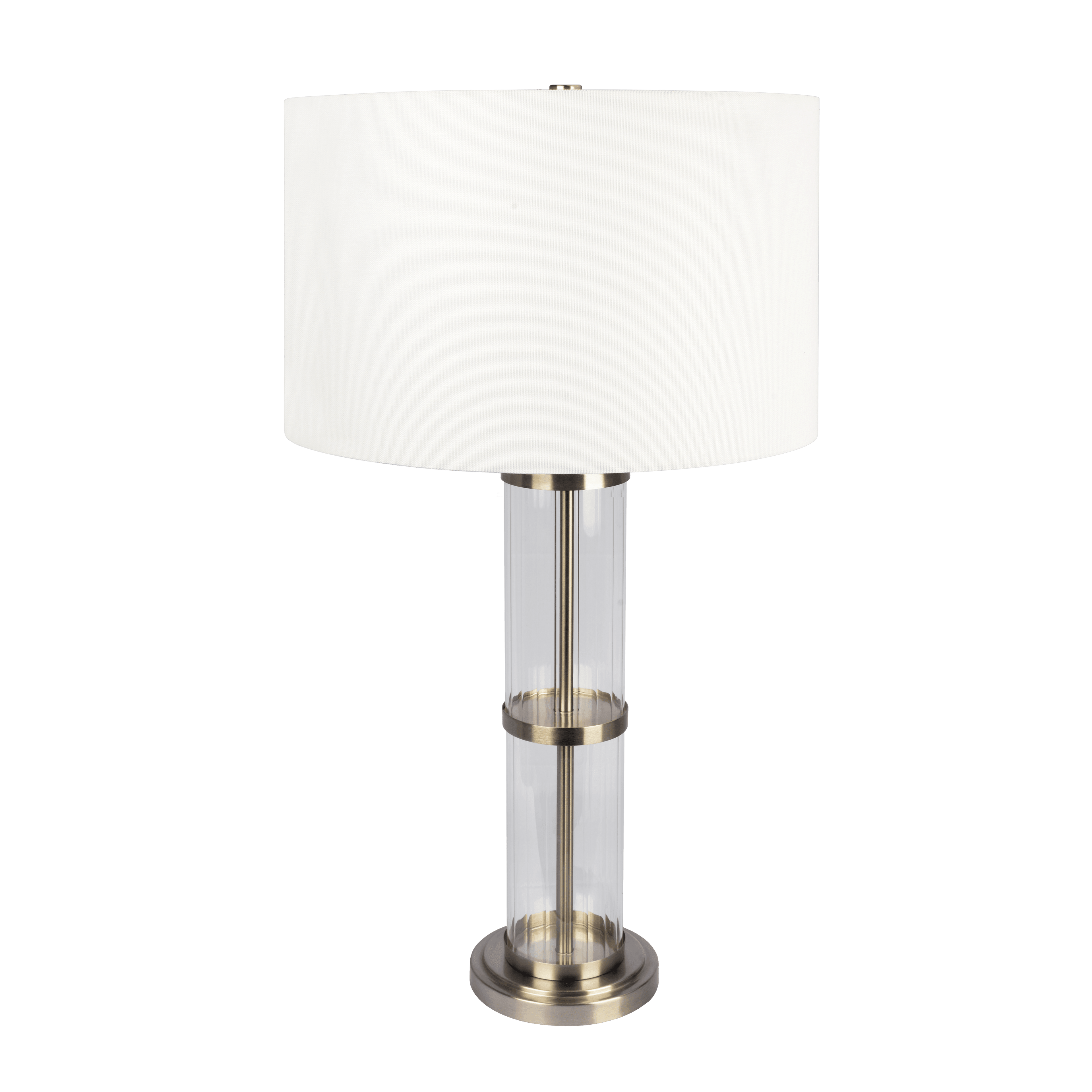 Echo Brushed Nickel Table Lamp with On/Off Switch Clear Glass Body Metal Base - TBL03700301