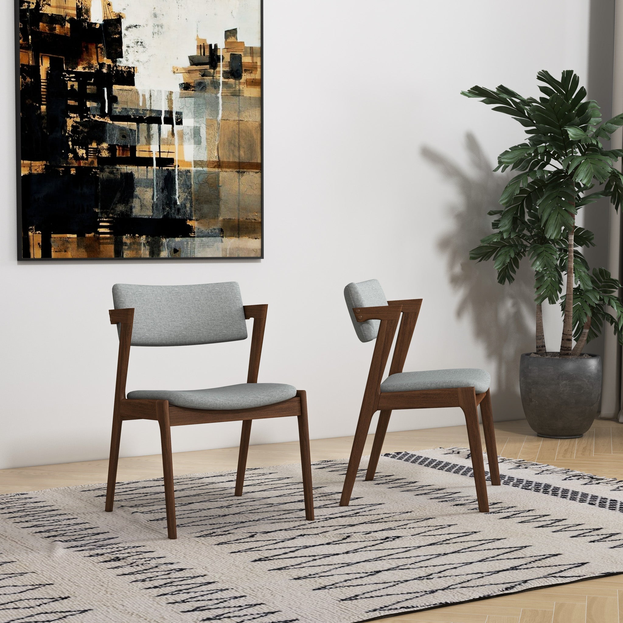 Edwin Light Gray Fabric Dining Chair (Set Of 2) - DCH00602003
