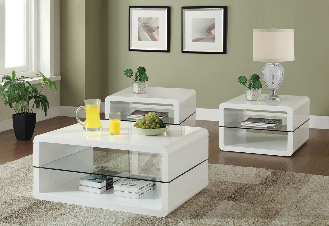 Elana 3-piece Coffee and End Table Set White High Gloss - 703268-S3