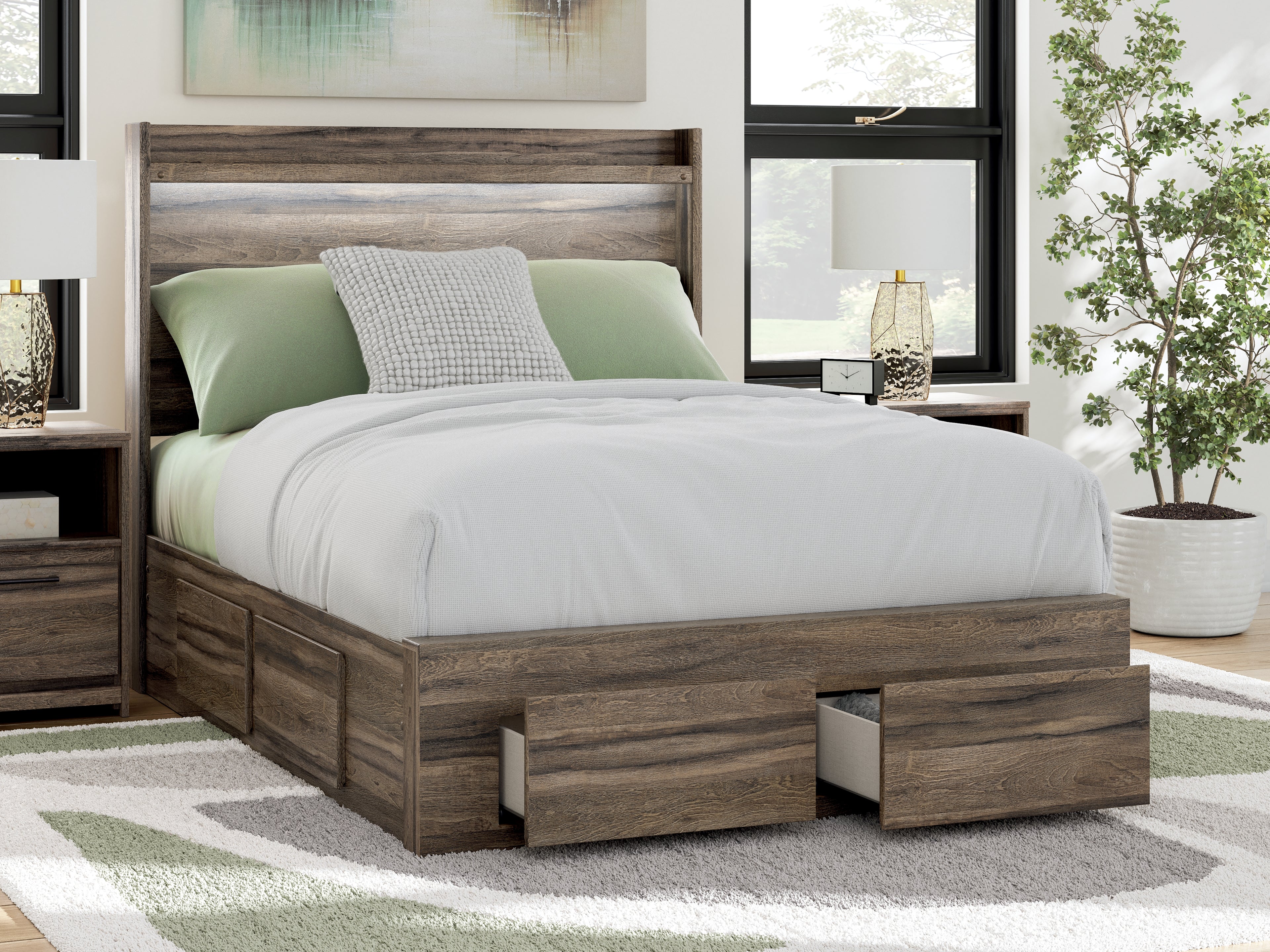 Elbrim Full Panel Storage Bed, Dresser and Mirror - PCB2005B21