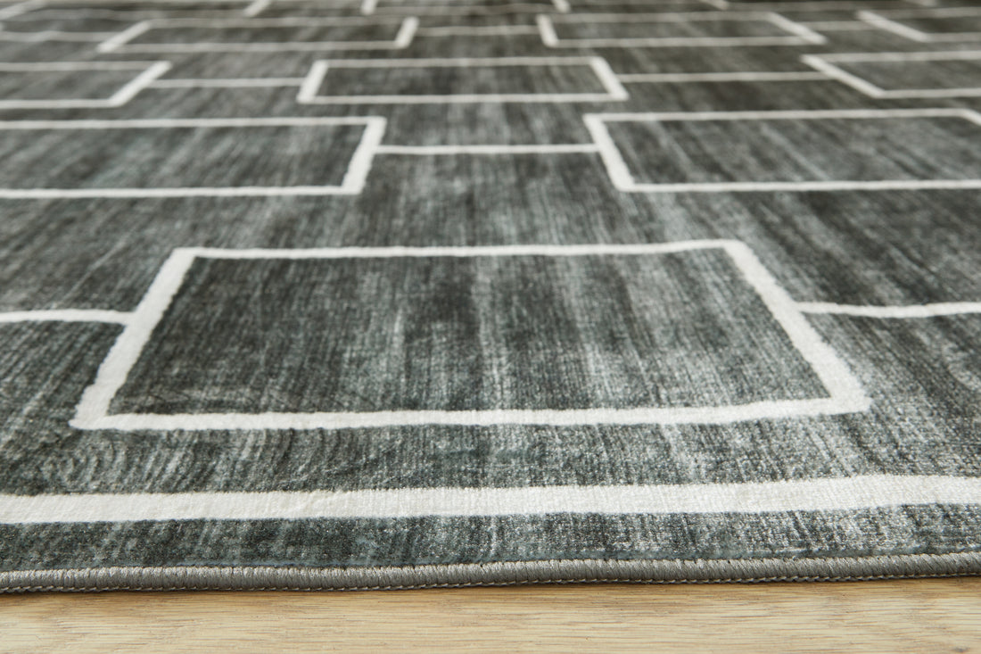 Elderland Black/Gray Washable Large Rug - R407401