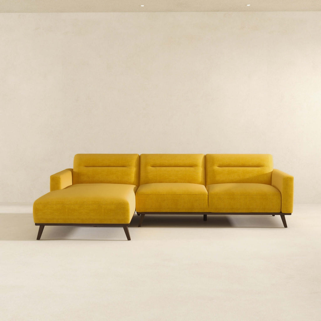 Ella L-Shaped Dark Yellow Linen Left Sectional Couch - SEC03100201
