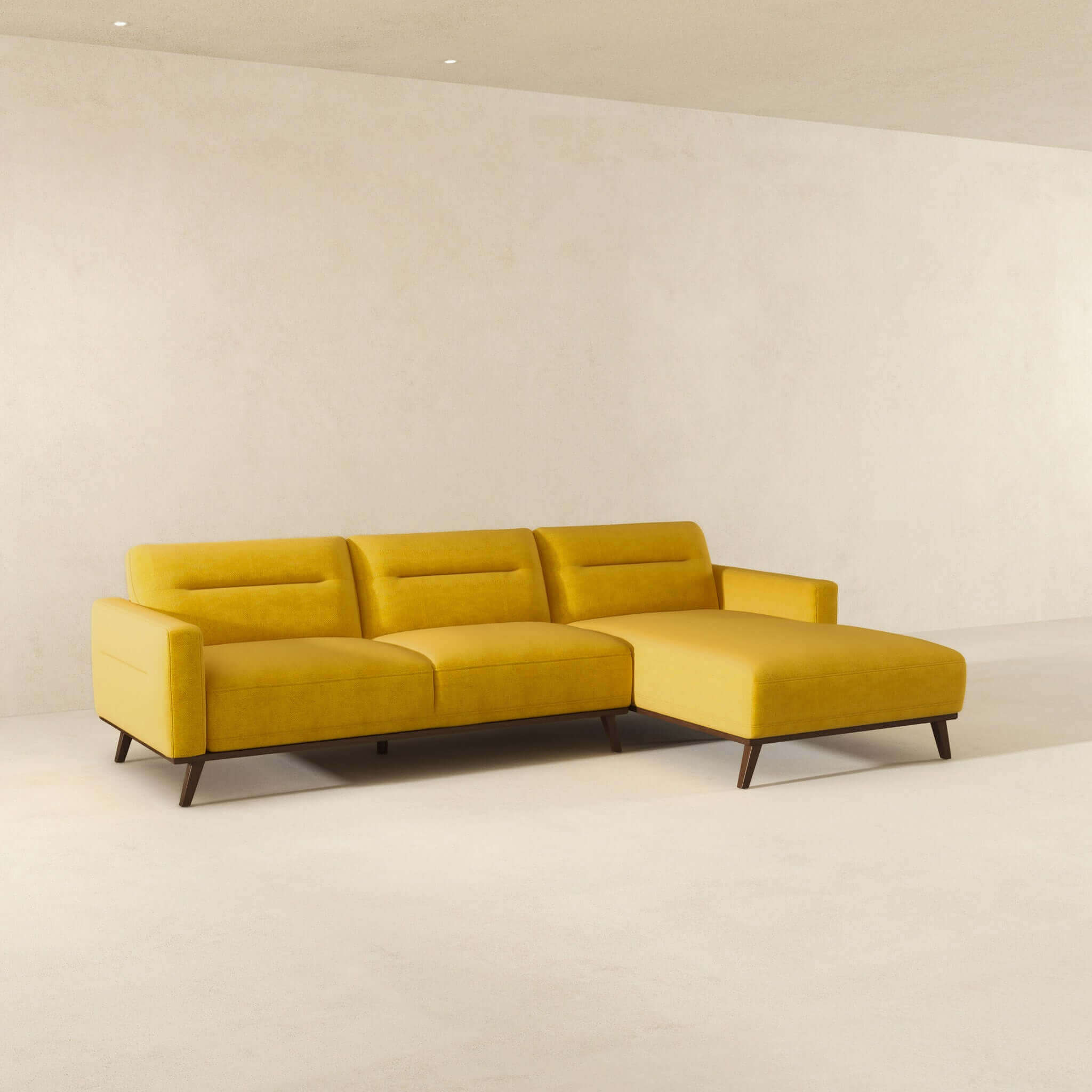 Ella L-Shaped Dark Yellow Linen Left Sectional Couch - SEC03100201