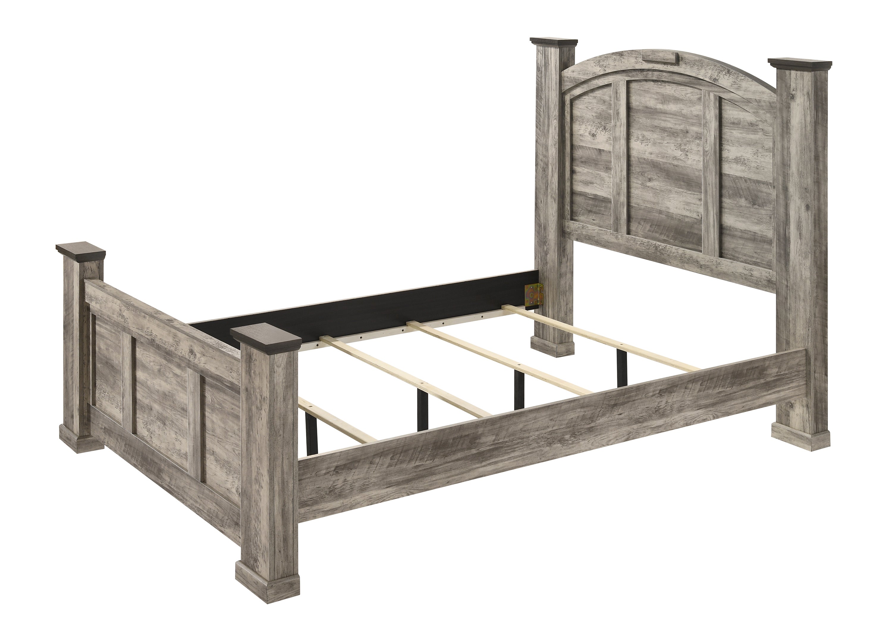 Ella-Mae Rustic Brown King Poster Bed - SET | B6840-K-HBFB | B6840-K-RAIL | B6840-KQ-POST - Bien Home Furniture &amp; Electronics