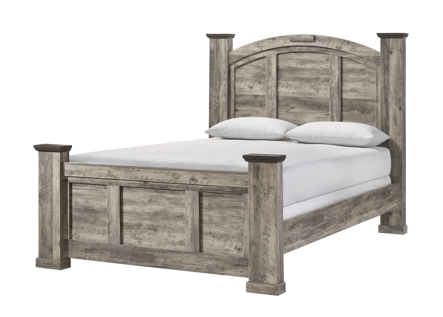 Ella-Mae Rustic Brown Queen Poster Bed - SET | B6840-Q-HBFB | B6840-Q-RAIL | B6840-KQ-POST - Bien Home Furniture & Electronics