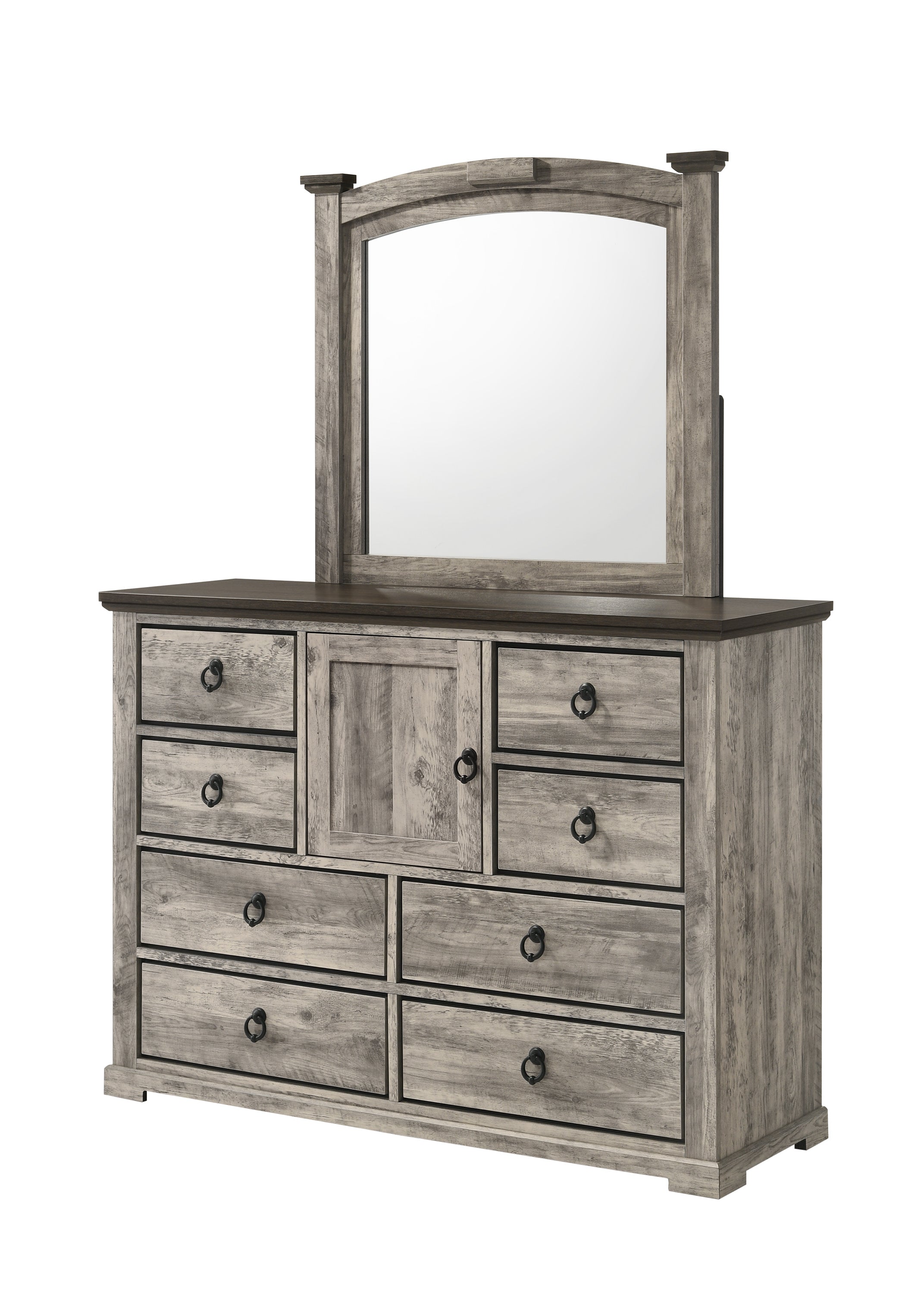 Ella-Mae Rustic Brown Queen Poster Bed - SET | B6840-Q-HBFB | B6840-Q-RAIL | B6840-KQ-POST - Bien Home Furniture & Electronics