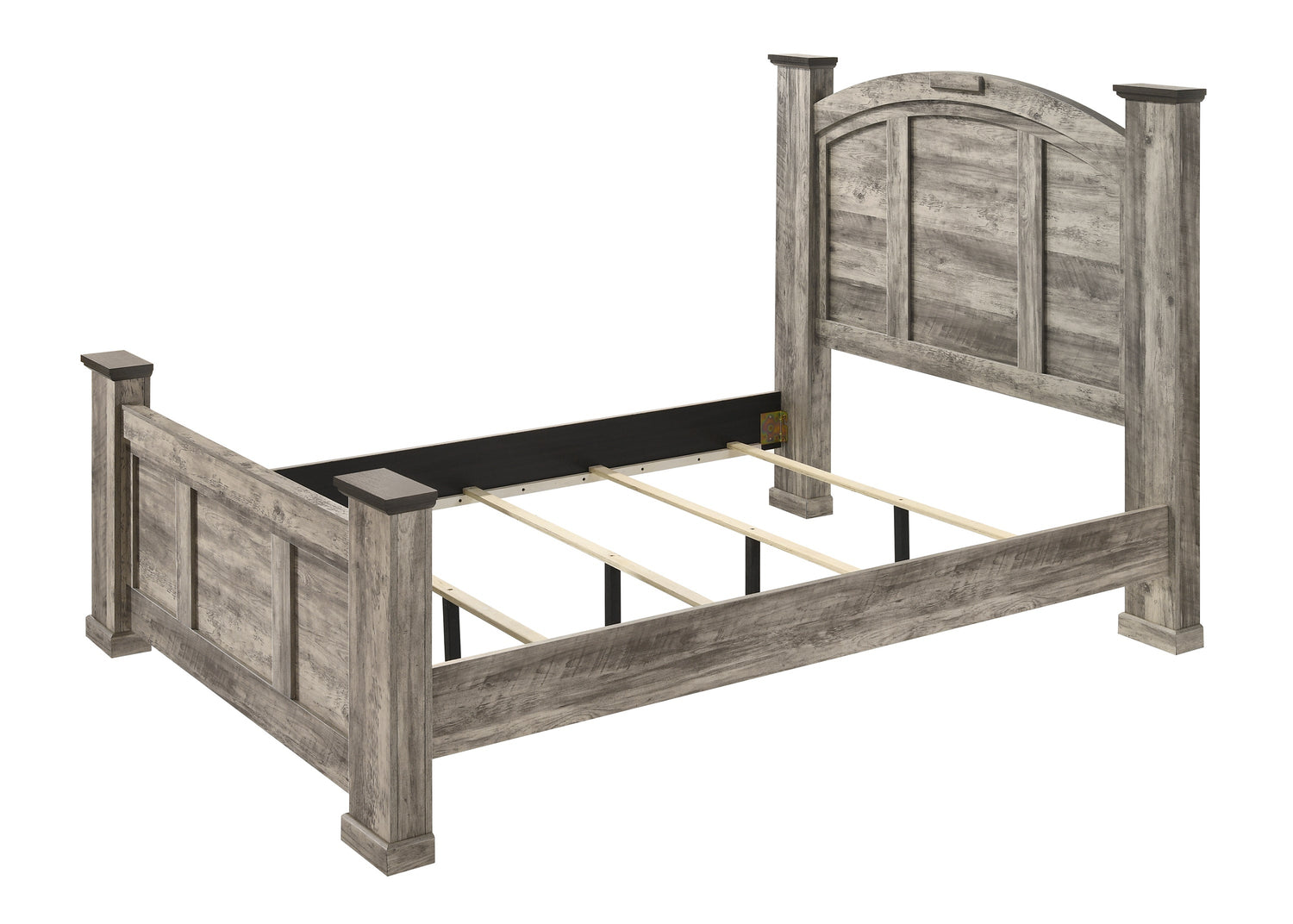 Ella-Mae Rustic Brown Queen Poster Bed - SET | B6840-Q-HBFB | B6840-Q-RAIL | B6840-KQ-POST - Bien Home Furniture & Electronics