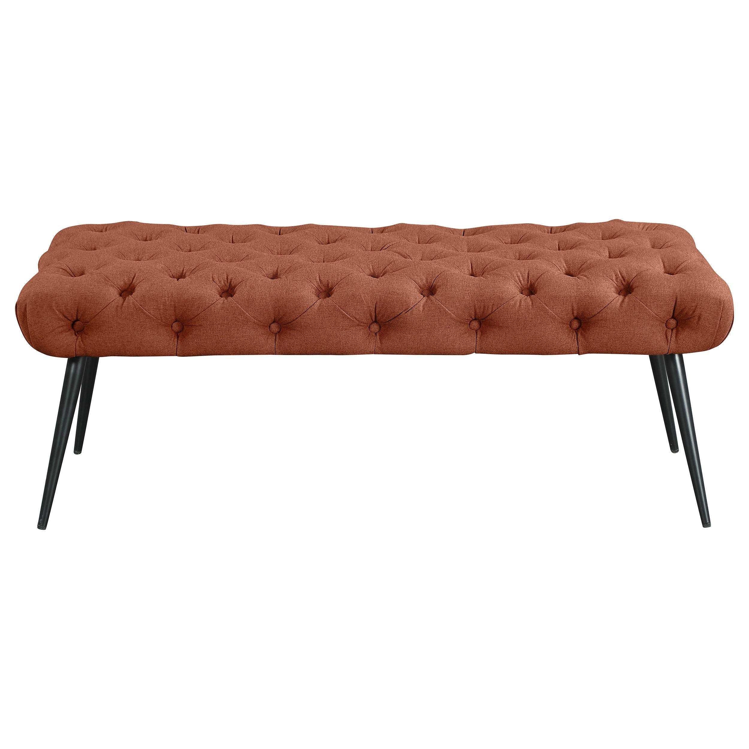Ella Upholstered Tufted Bench Stainless Steel Legs Rust - 910335
