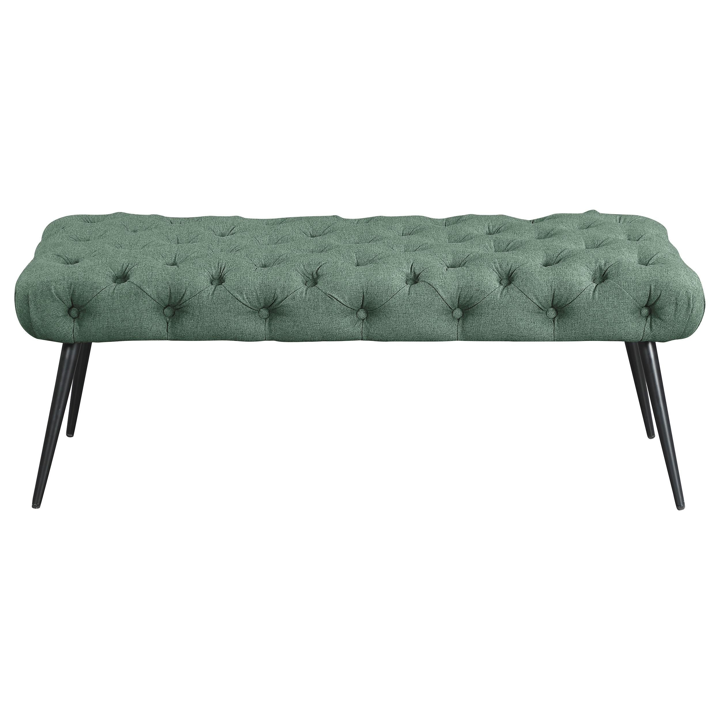 Ella Upholstered Tufted Bench Stainless Steel Legs Teal - 910336
