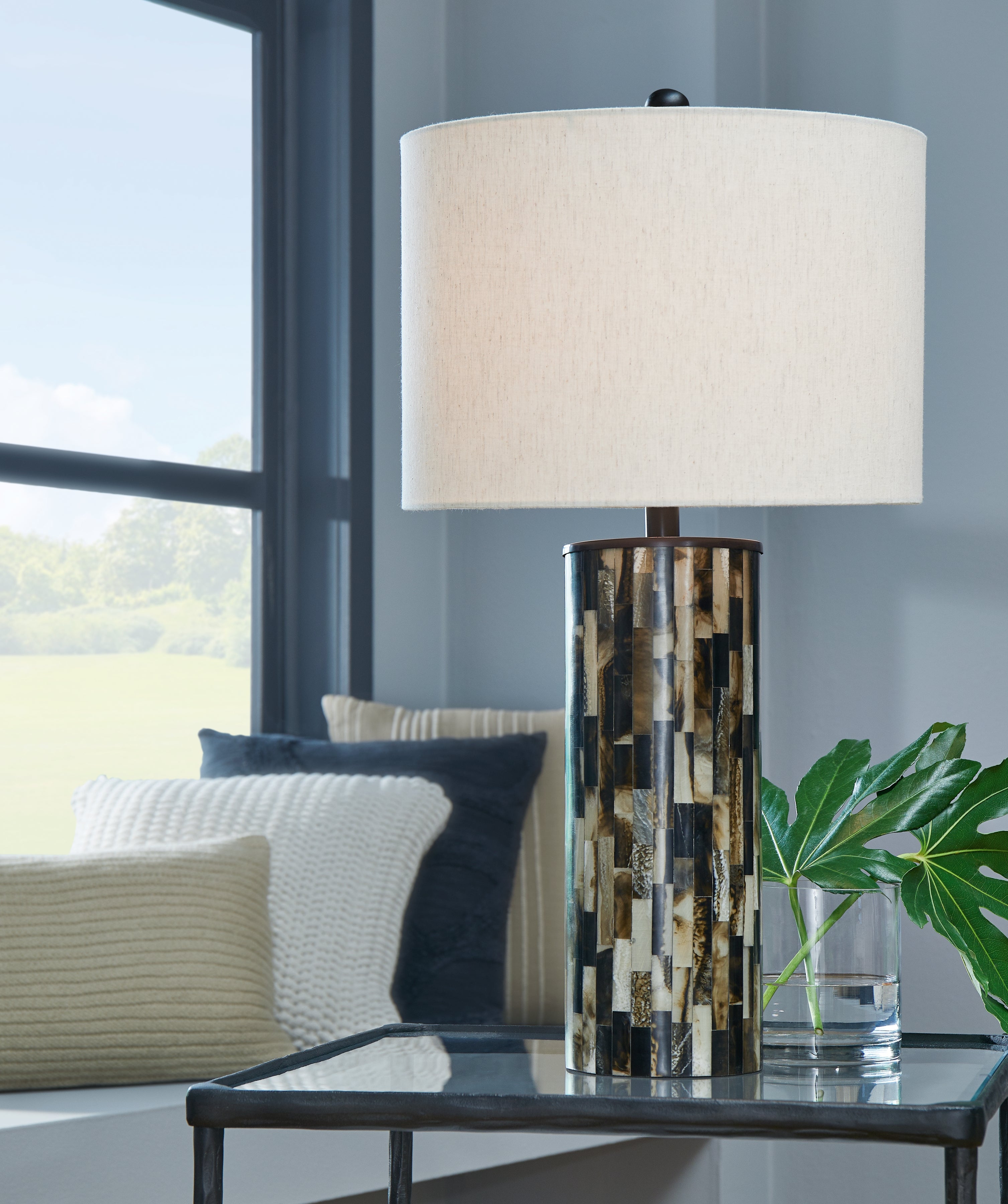 Ellford 2-Piece Table Lamp Set in Black/Brown/Cream - PKG015580