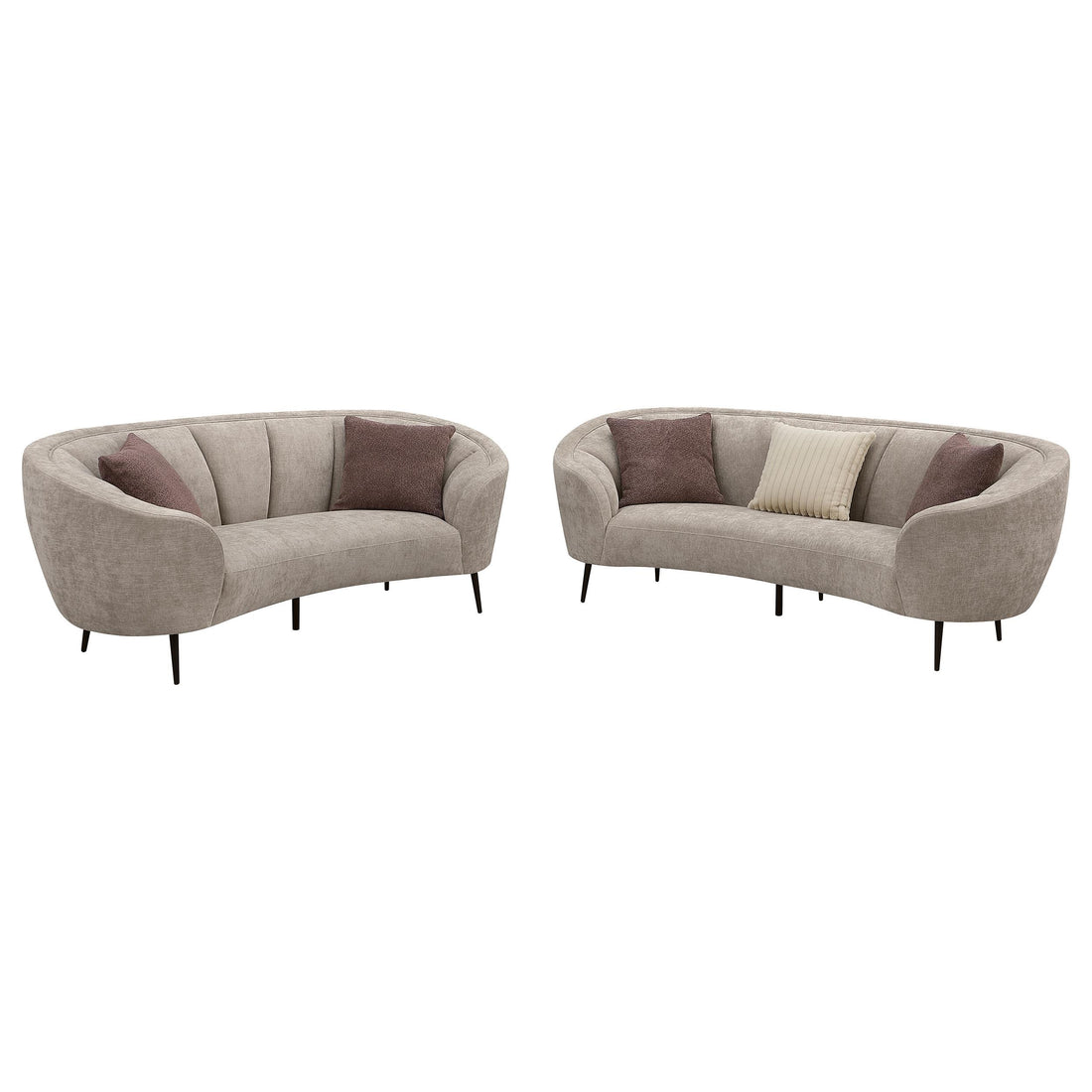Ellorie 2-piece Upholstered Curved Sofa Set Beige - 504837-S2