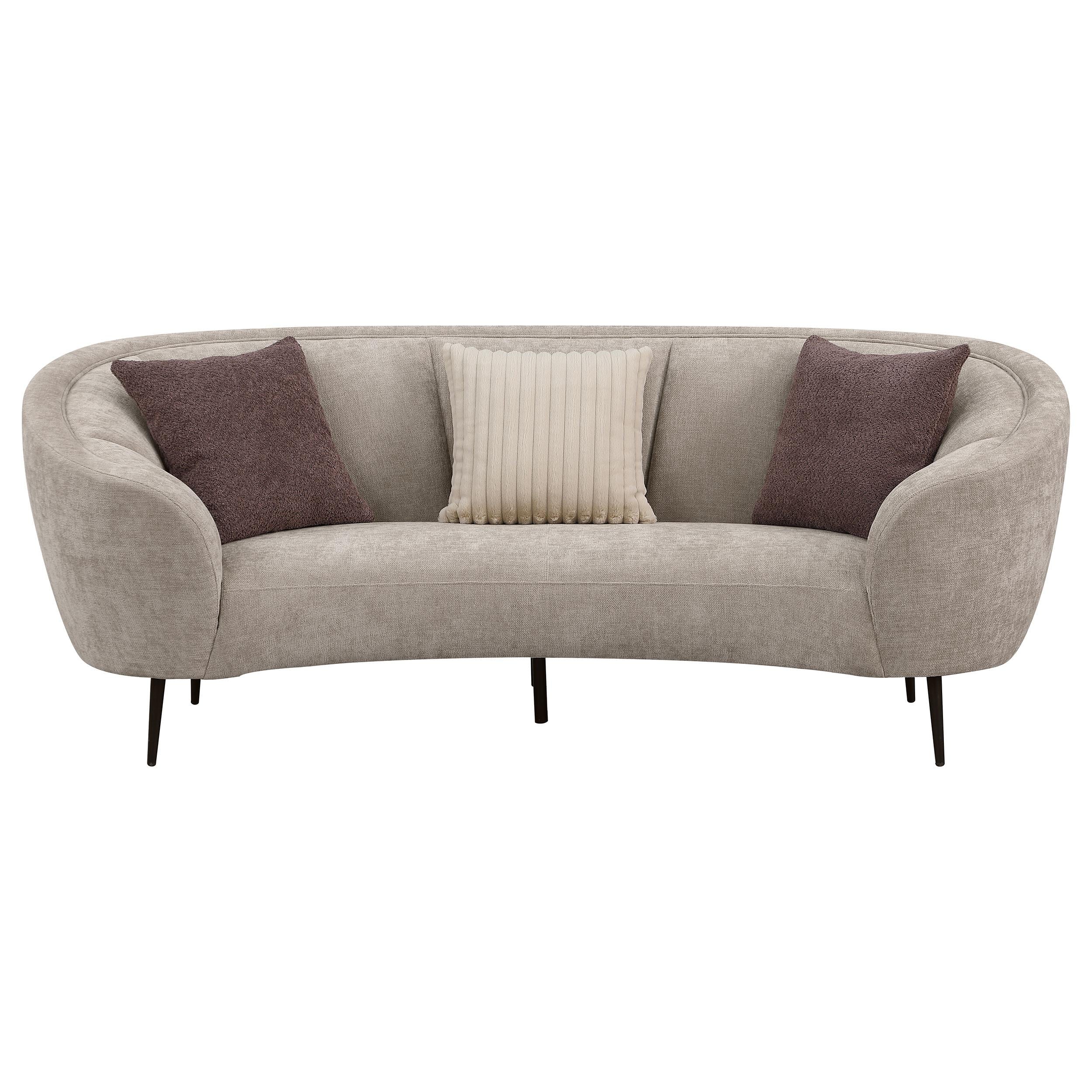 Ellorie Upholstered Channel Back Curved Sofa Beige - 504837