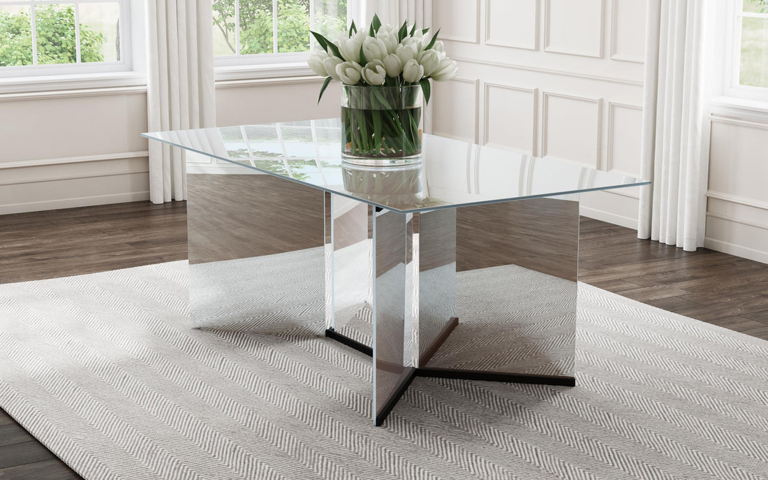 Emery 76-inch Rectangular Mirrored Dining Table Silver - 108091