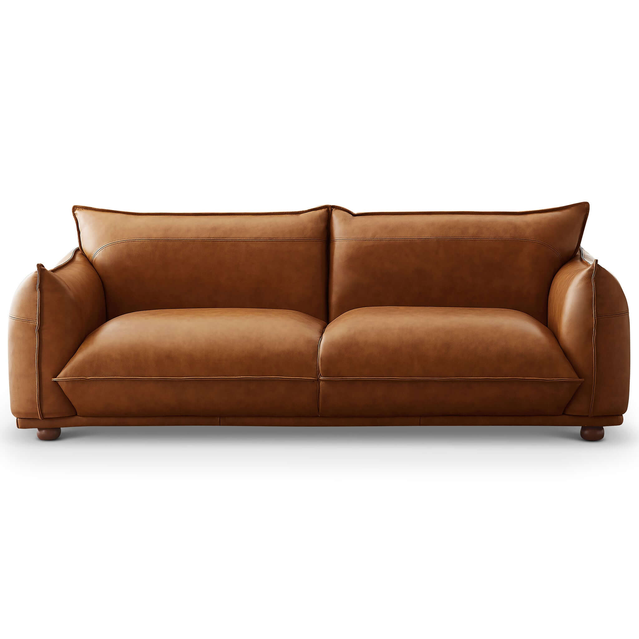 Emma Mid Century Modern Luxury Cognac Leather Sofa - SOF00302801