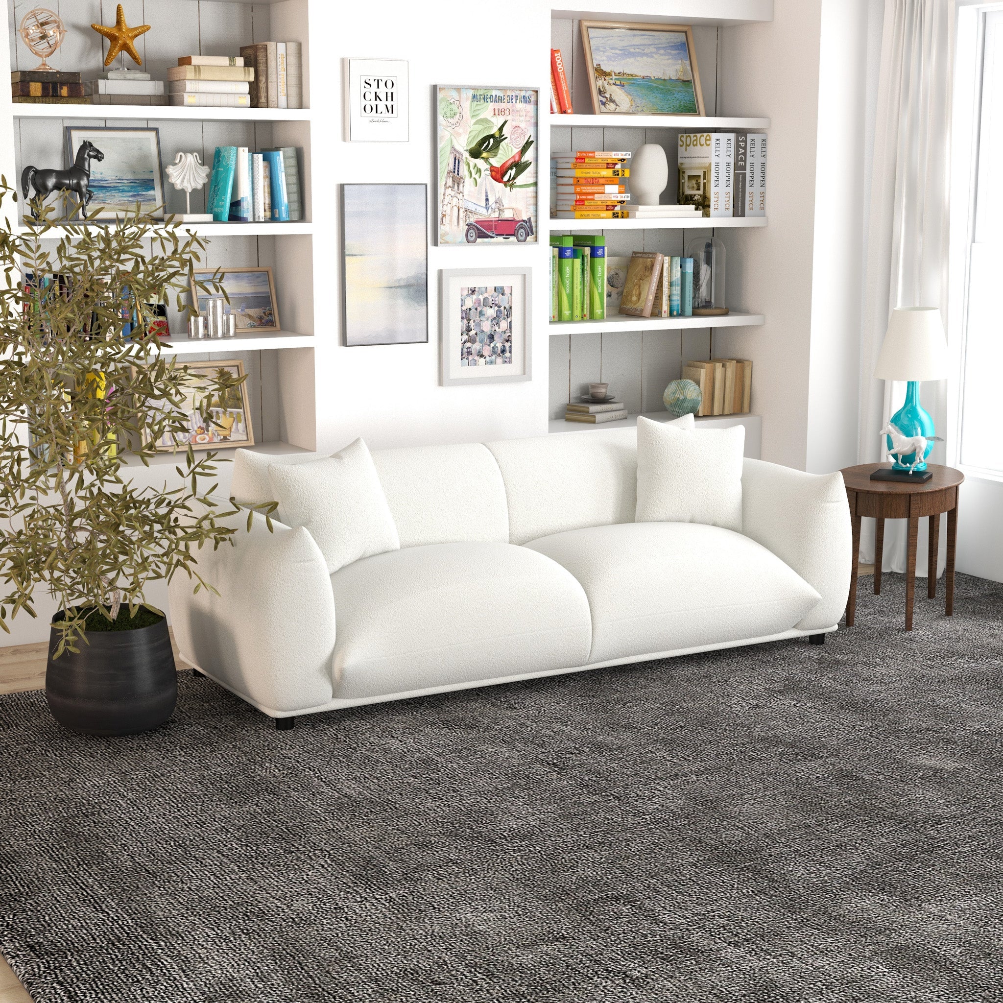 Emma Mid Century Modern Luxury Cream Boucle Sofa - SOF00302811