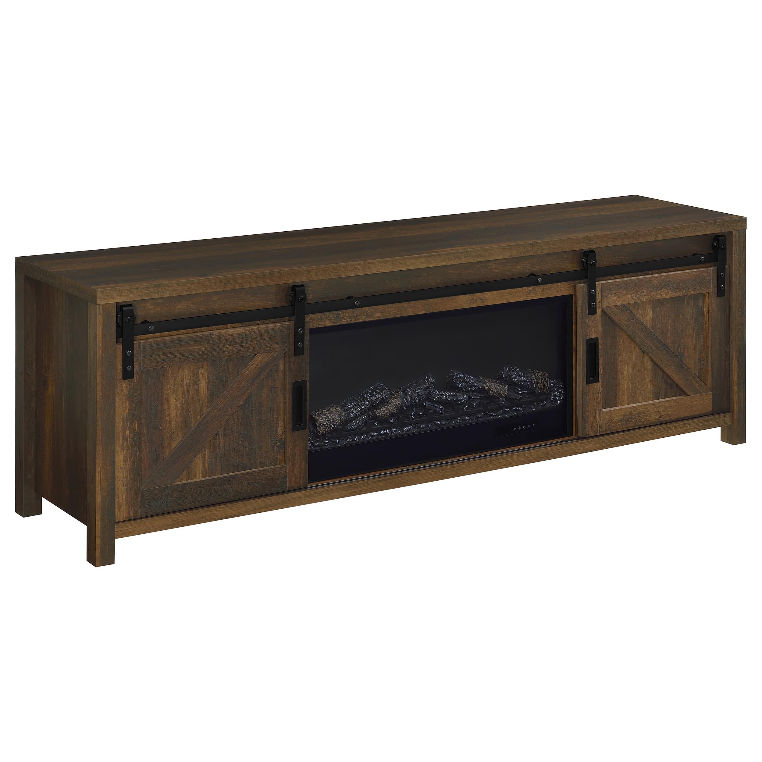 Enfield 71-inch TV Stand Fireplace Media Console Dark Pine - 722863