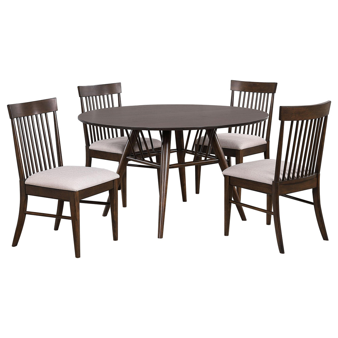 Everton 5-piece Round 54-inch Dining Table Set Walnut - 108891-S5
