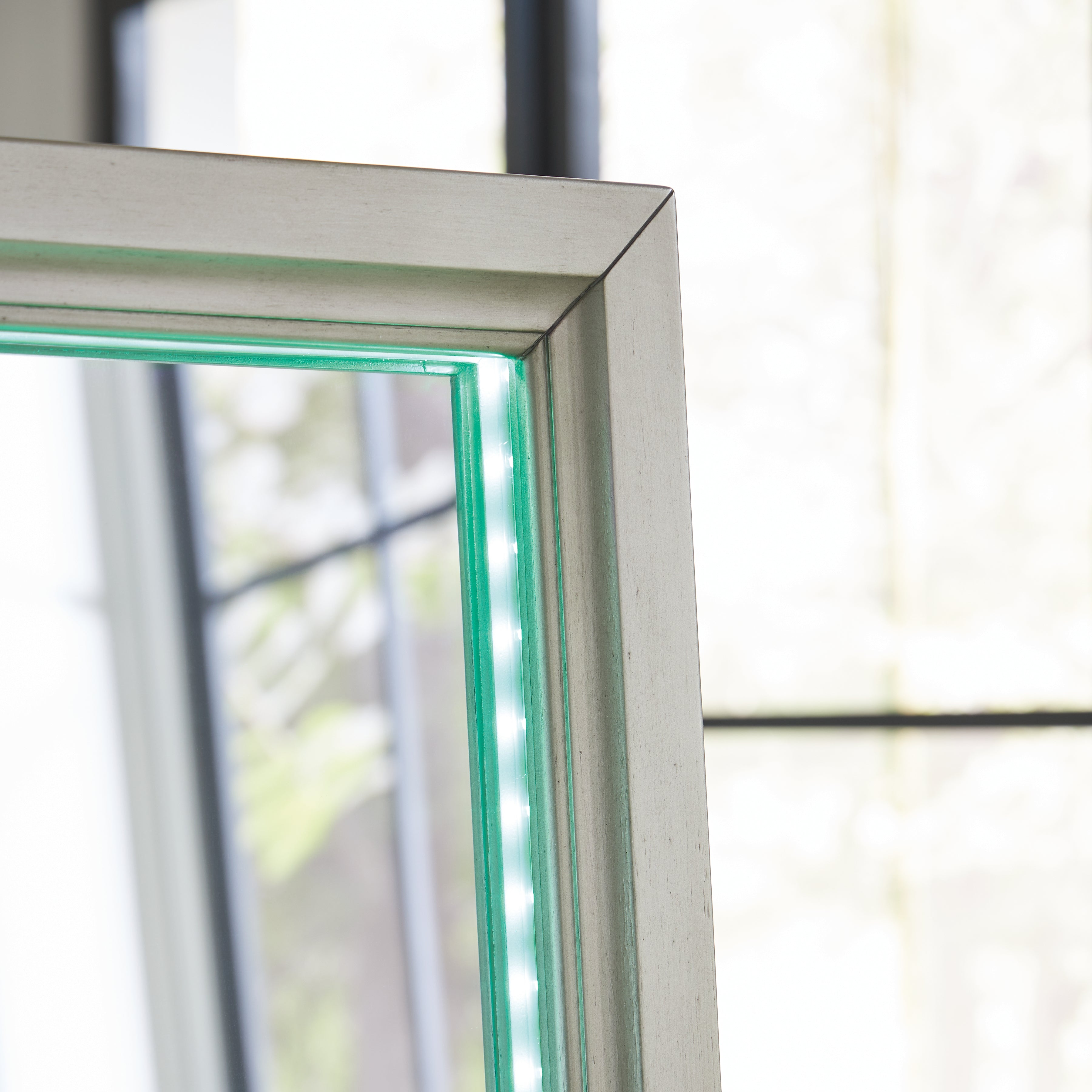 Evesen Champagne Floor Standing Mirror/Storage - A8010380