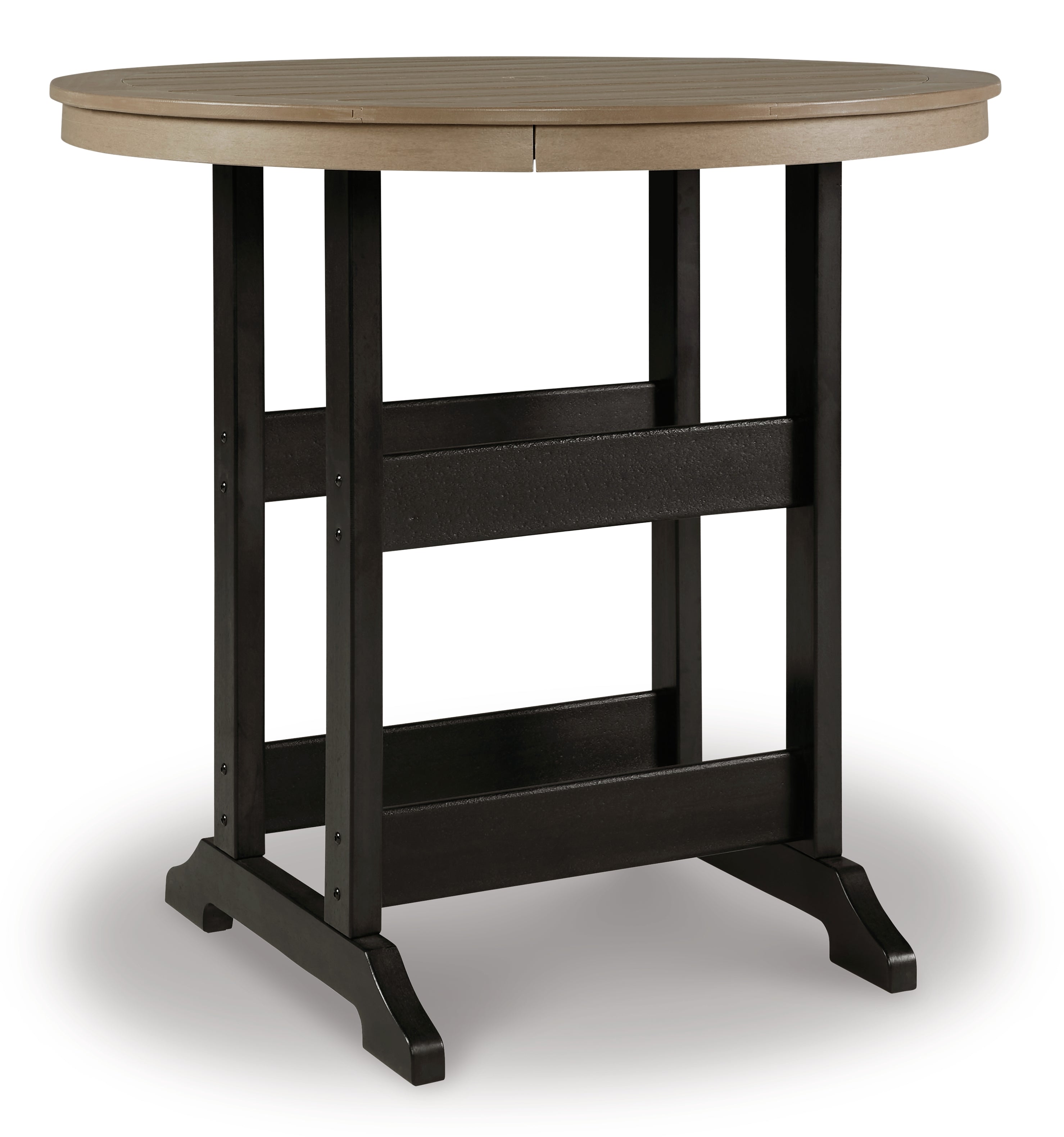 Fairen Trail Outdoor Bar Table and 2 Barstools in Black/Driftwood - PKG009512