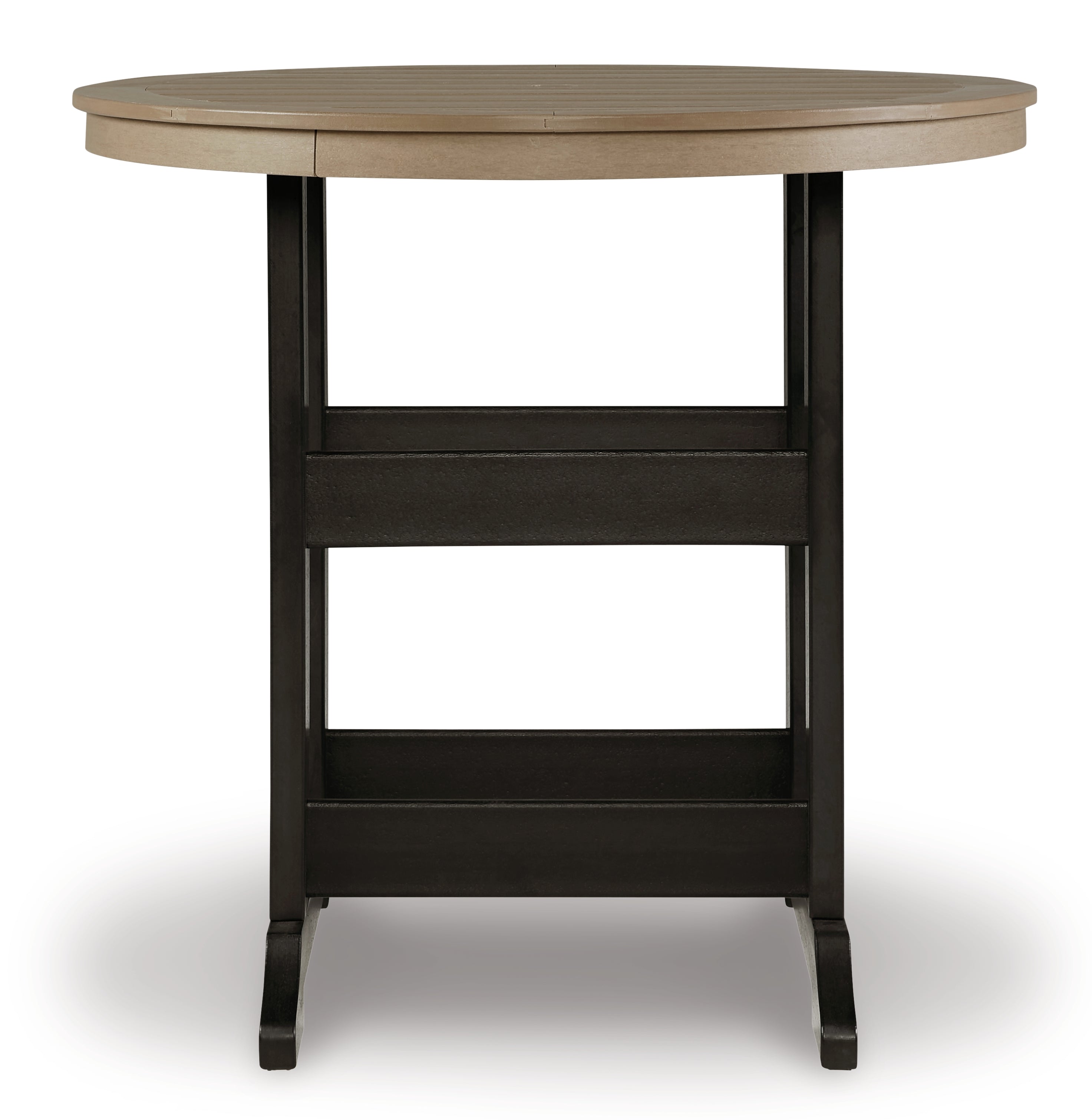 Fairen Trail Outdoor Bar Table and 2 Barstools in Black/Driftwood - PKG009512
