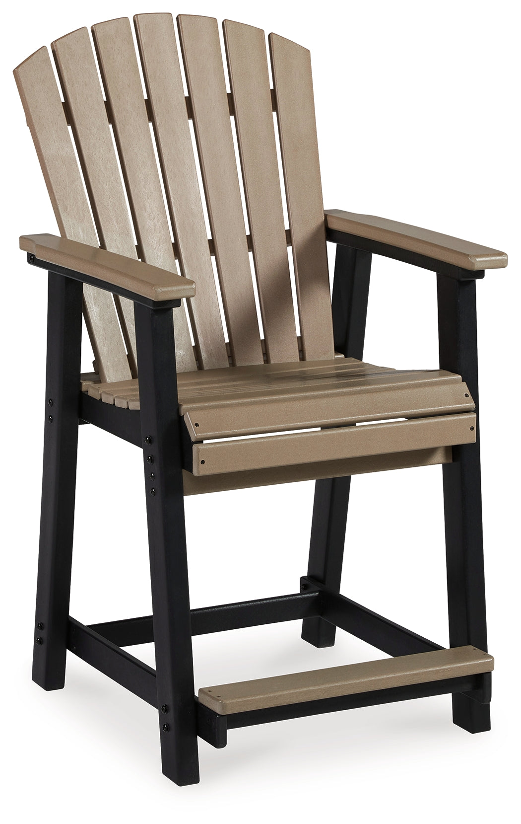 Fairen Trail Outdoor Counter Height Dining Table and 2 Barstools in Black/Driftwood - PKG014563