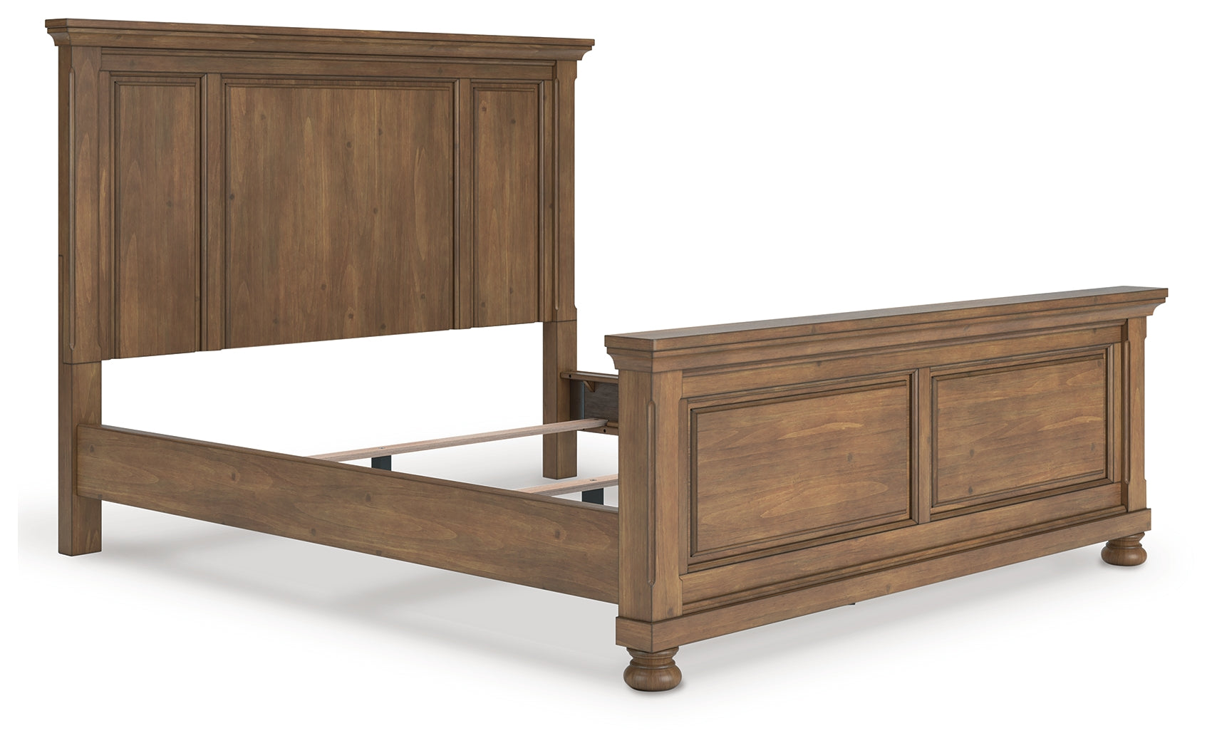 Feddinger California King Panel Bed with Mirrored Dresser in Medium Brown from Ashley - Luna Furniture