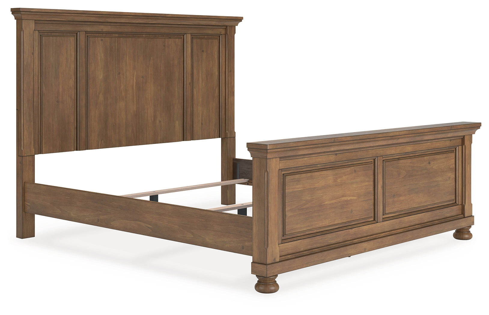 Feddinger King Panel Bed with Mirrored Dresser, Chest and 2 Nightstands in Medium Brown from Ashley - Luna Furniture