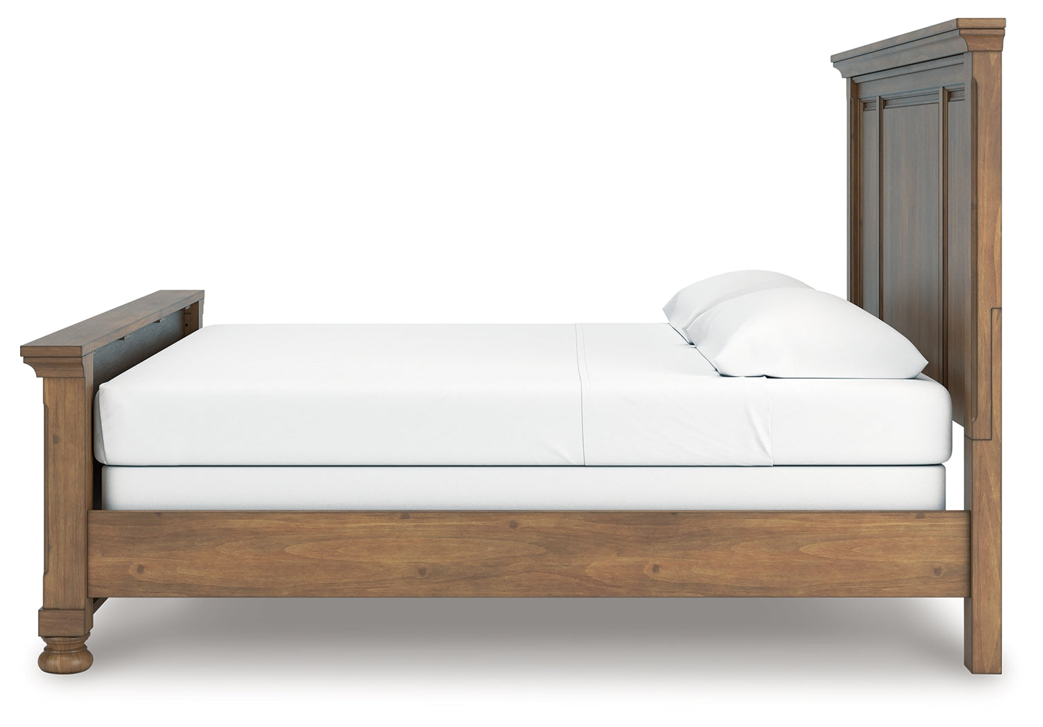 Feddinger King Panel Bed with Mirrored Dresser, Chest and 2 Nightstands in Medium Brown from Ashley - Luna Furniture