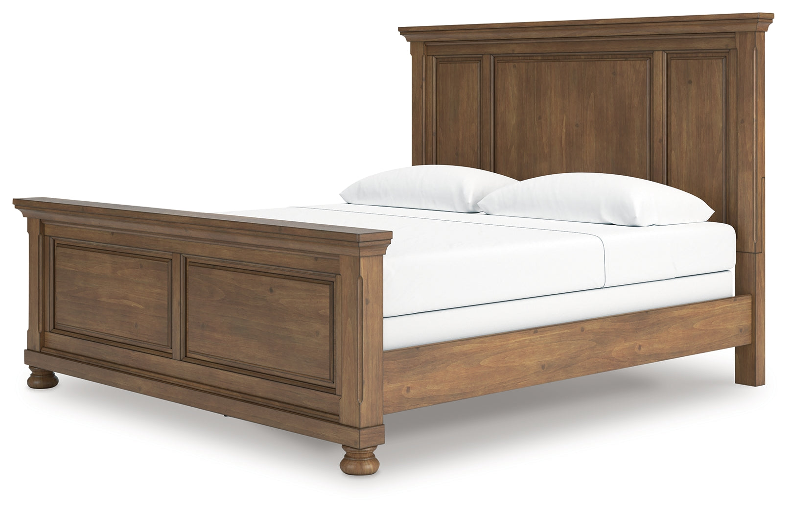 Feddinger King Panel Bed with Mirrored Dresser, Chest and 2 Nightstands in Medium Brown from Ashley - Luna Furniture