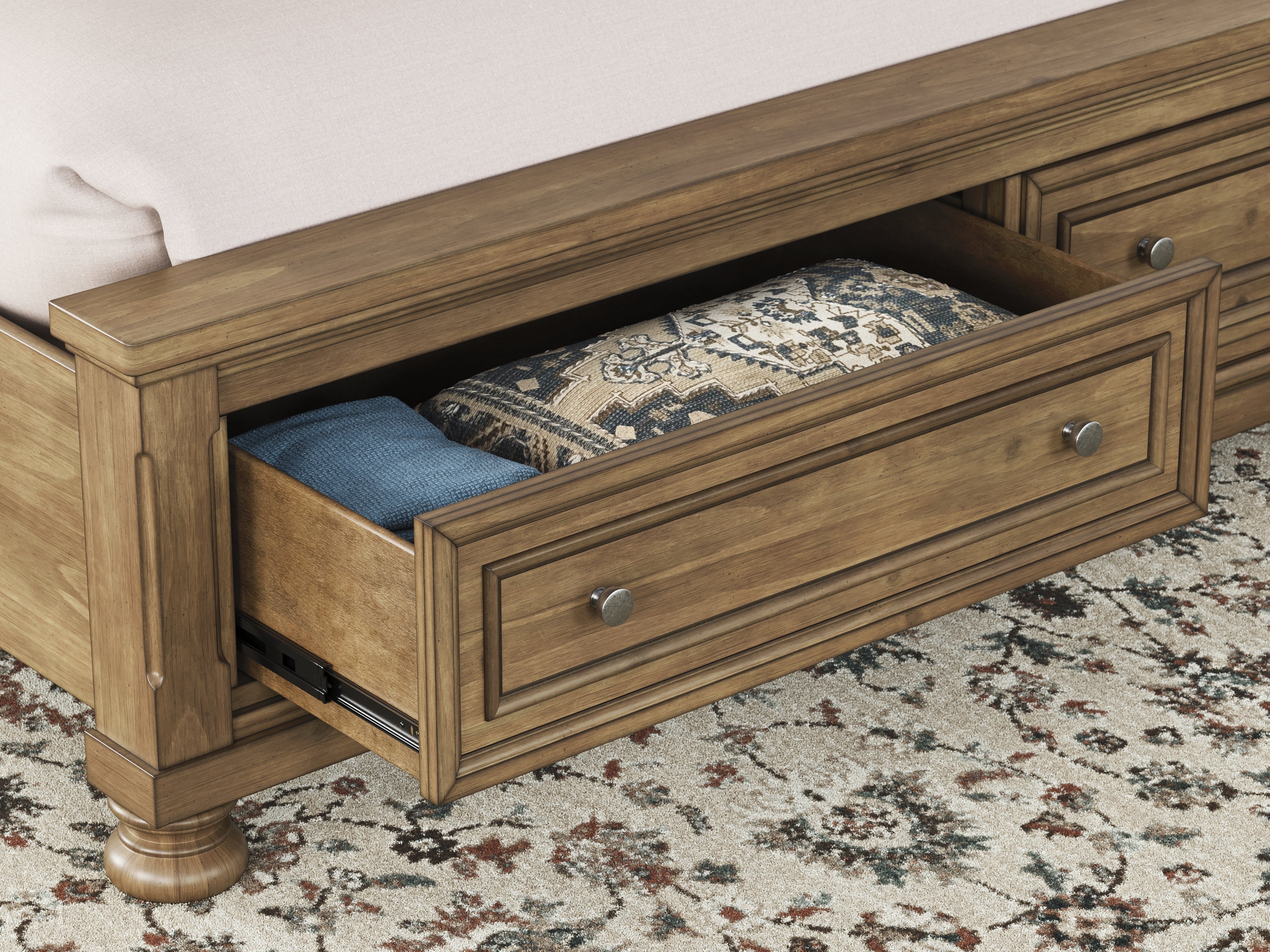 Feddinger Medium Brown King Storage Sleigh Bed - PCB779B8