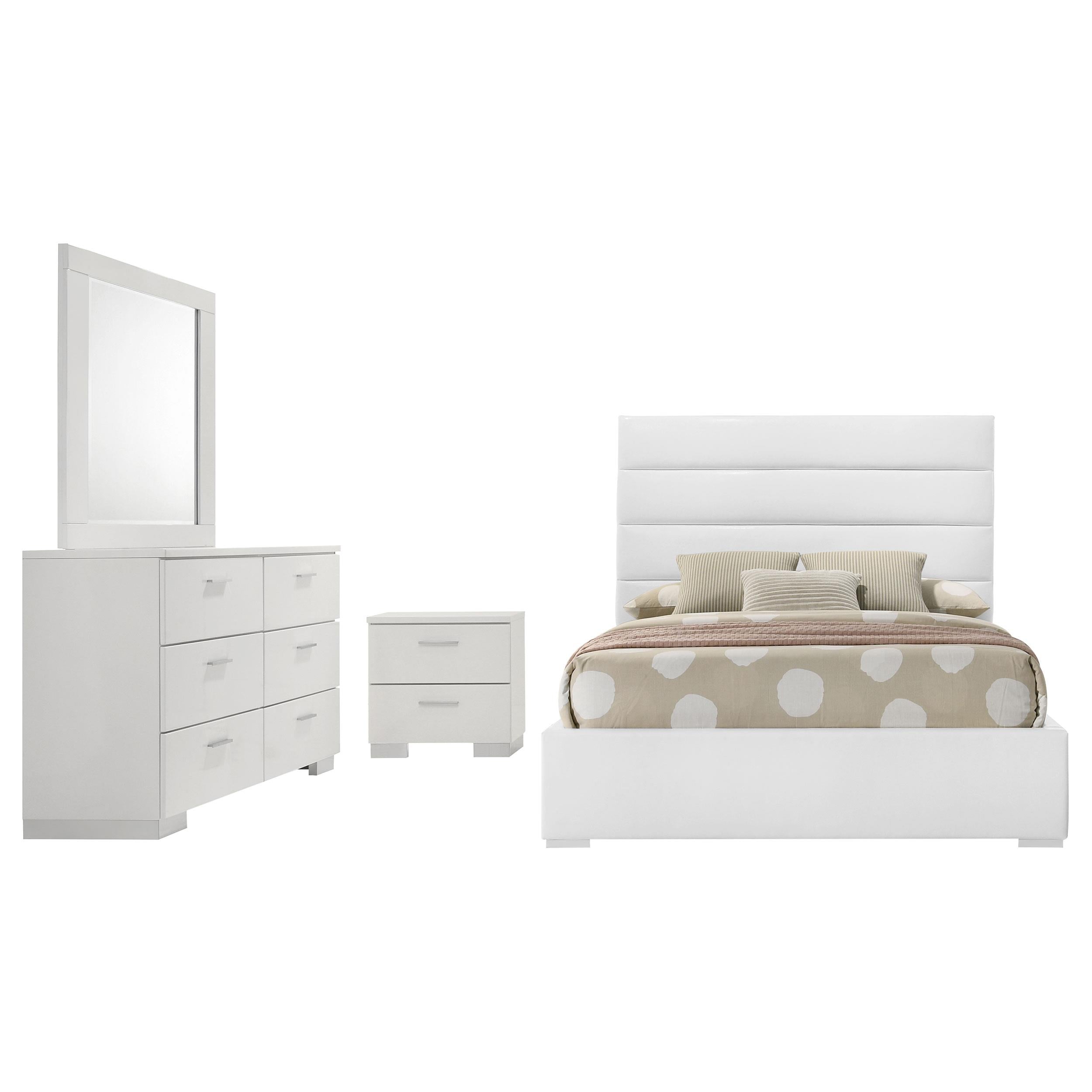 Felicity 4-piece Twin Bedroom Set White High Gloss - 203511T-S4