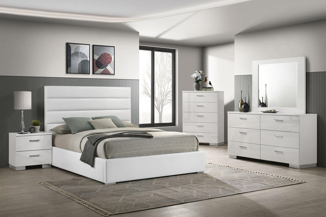 Felicity 5-piece California King Bedroom Set White High Gloss - 203511KW-S5
