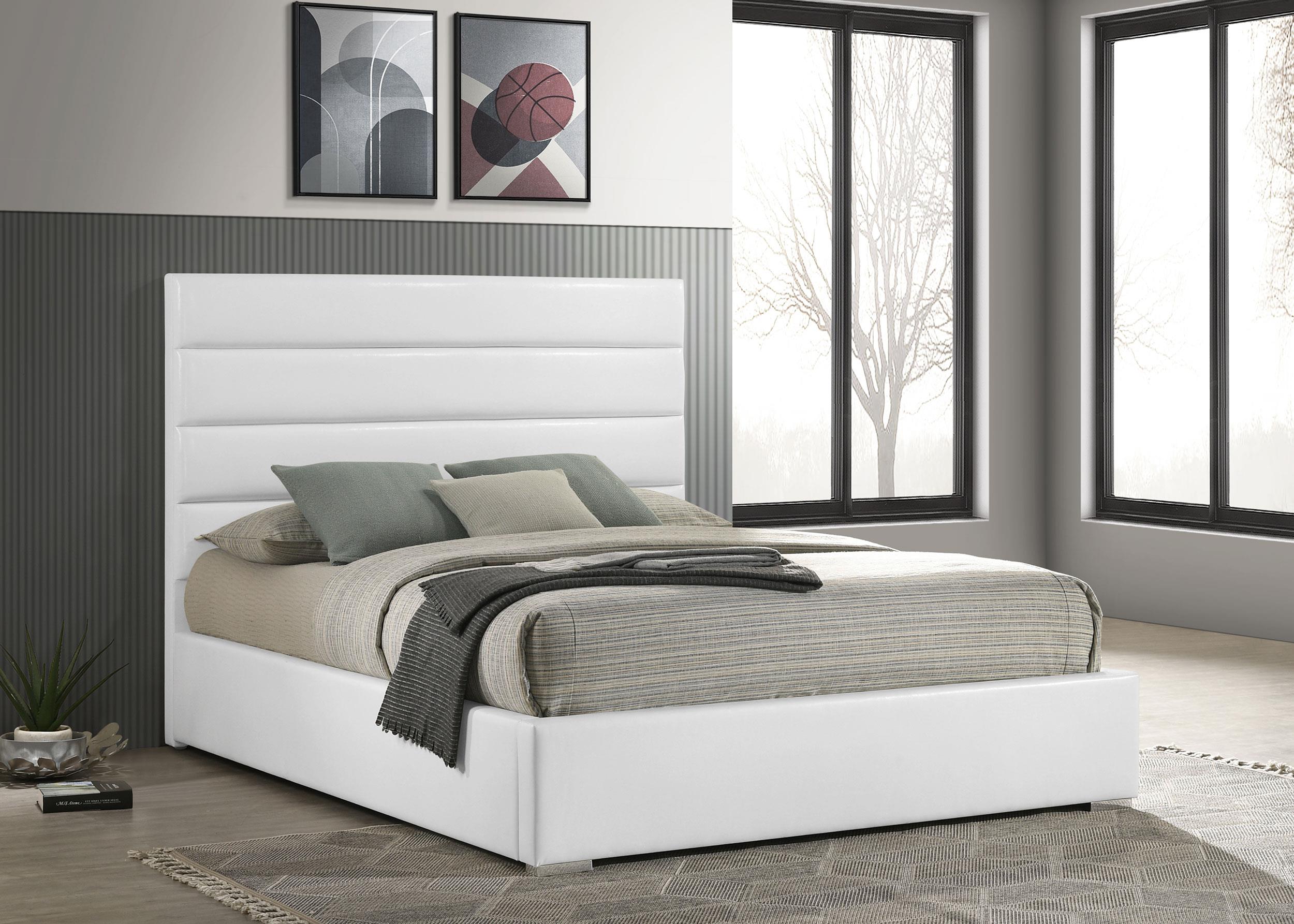 Felicity 53-inch Upholstered Eastern King Platform Bed White - 203511KE