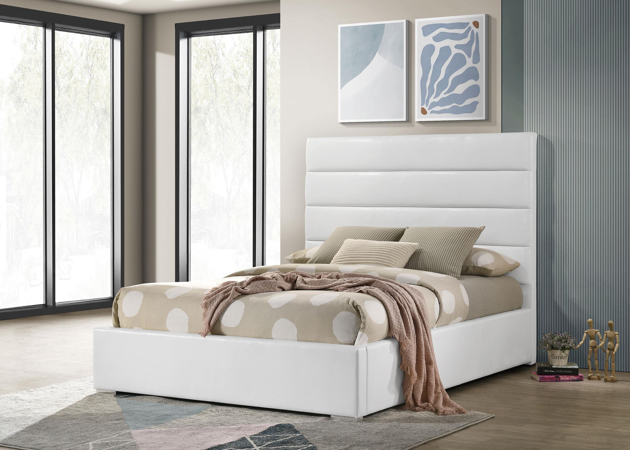 Felicity 53-inch Upholstered Full Platform Bed White - 203511F