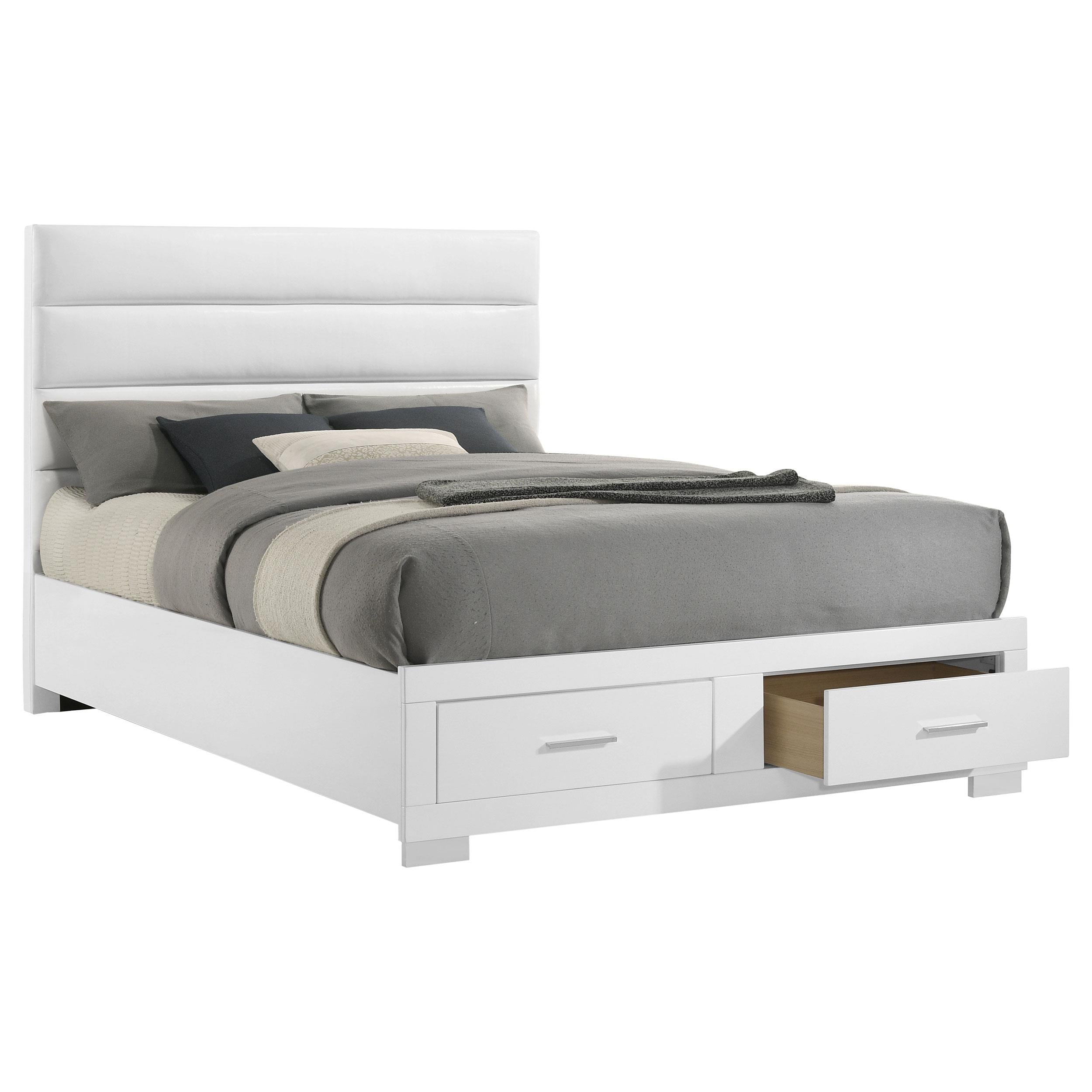 Felicity California King Storage Bed White High Gloss - 203510KW